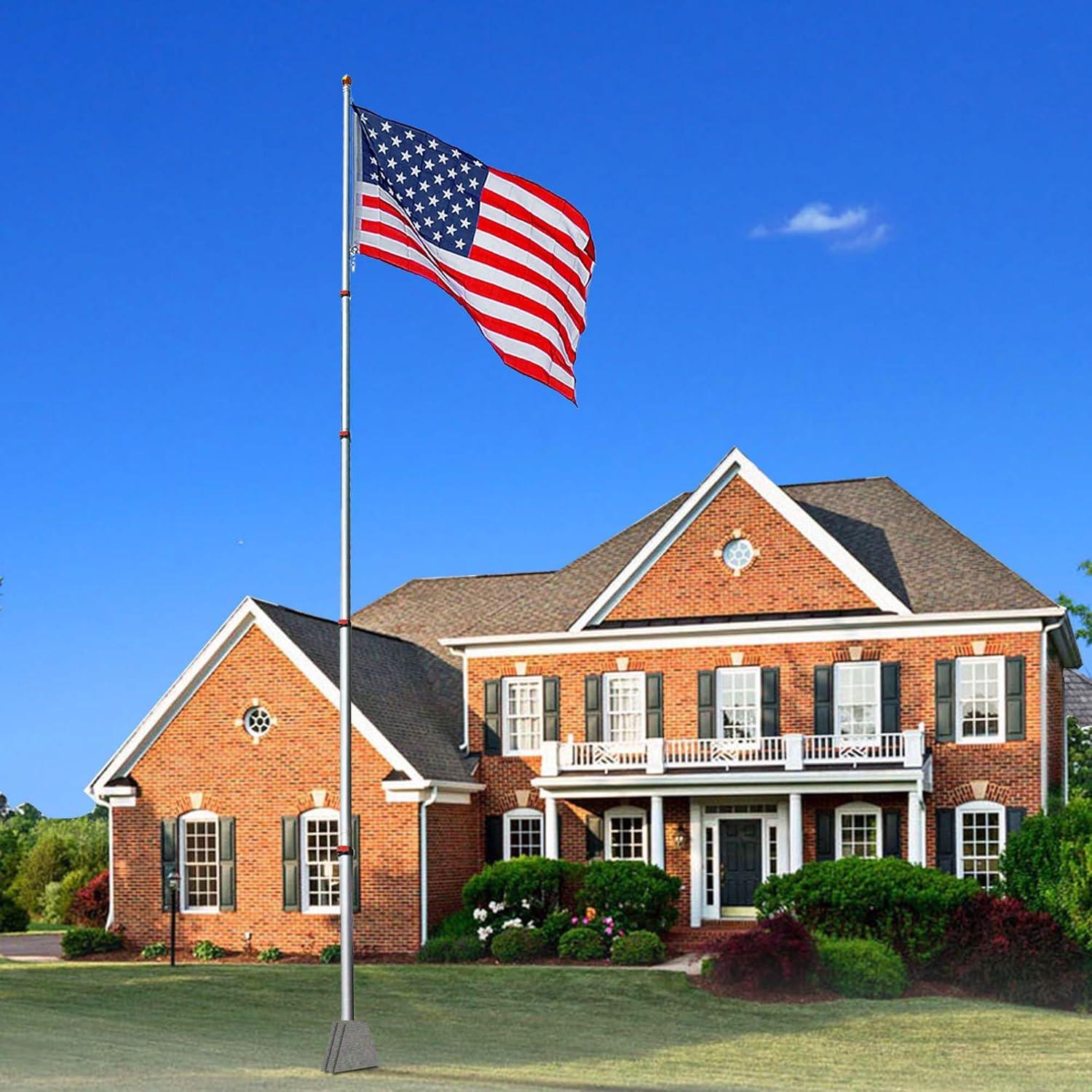Yescom 25 ft Telescopic Lightweight Aluminum Flag Pole Kit