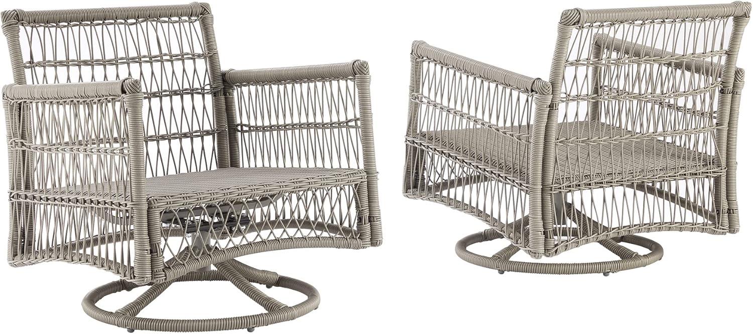 2pk Thatcher Outdoor Steel Swivel Rocking Chairs: Resin Wicker, Weather-Resistant - Crosley