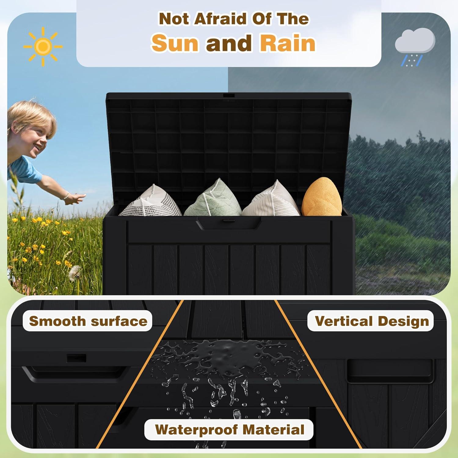 MAXAYA Resin Deck Box 120 Gallon Waterproof Large Deck Boxes P...