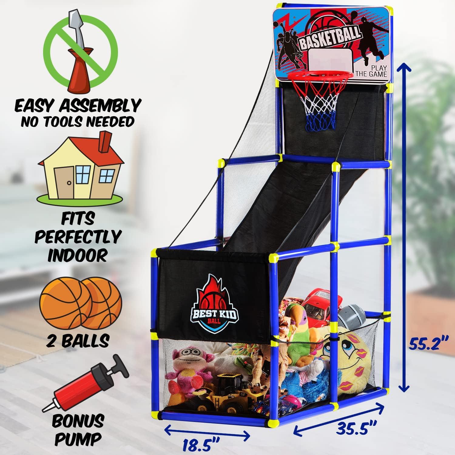 Blue Plastic Indoor/Outdoor Arcade Basketball Hoop Game Set