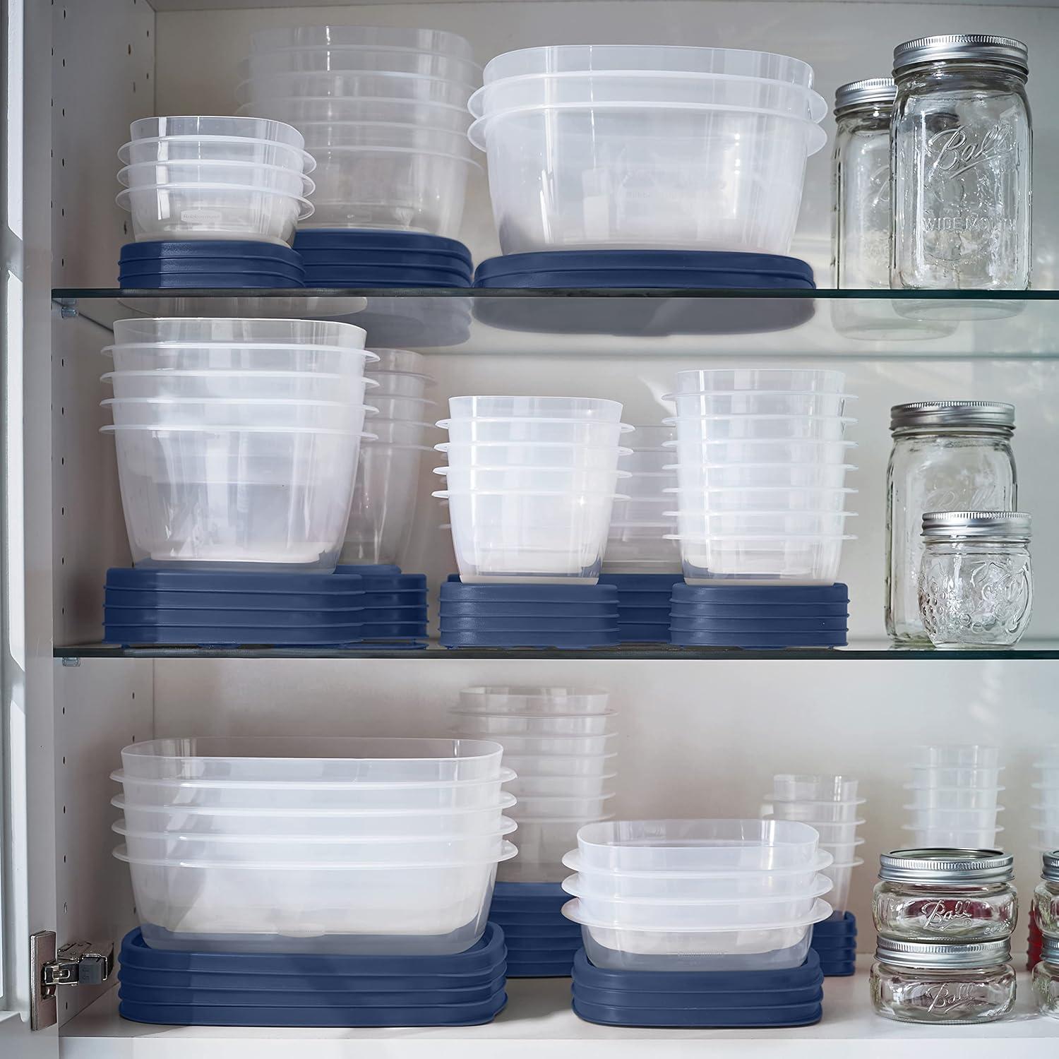 Blue BPA-Free Plastic Food Storage Container Set, 42 Pieces