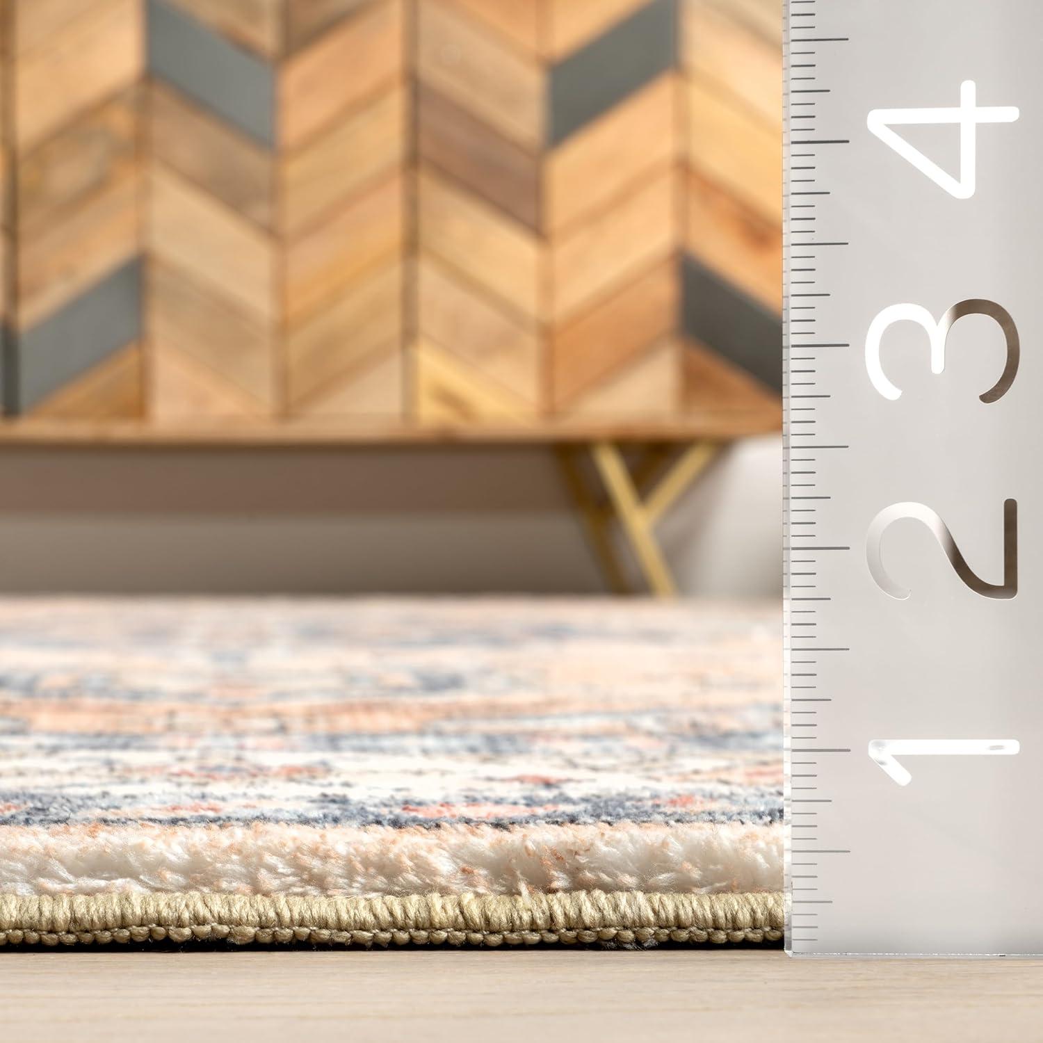 Nuloom Jordan Medallion 3x5 Machine Washable Accent Indoor Area Rug for Living Room Bedroom Dining Room Entryway Kitchen, Sand/Grey