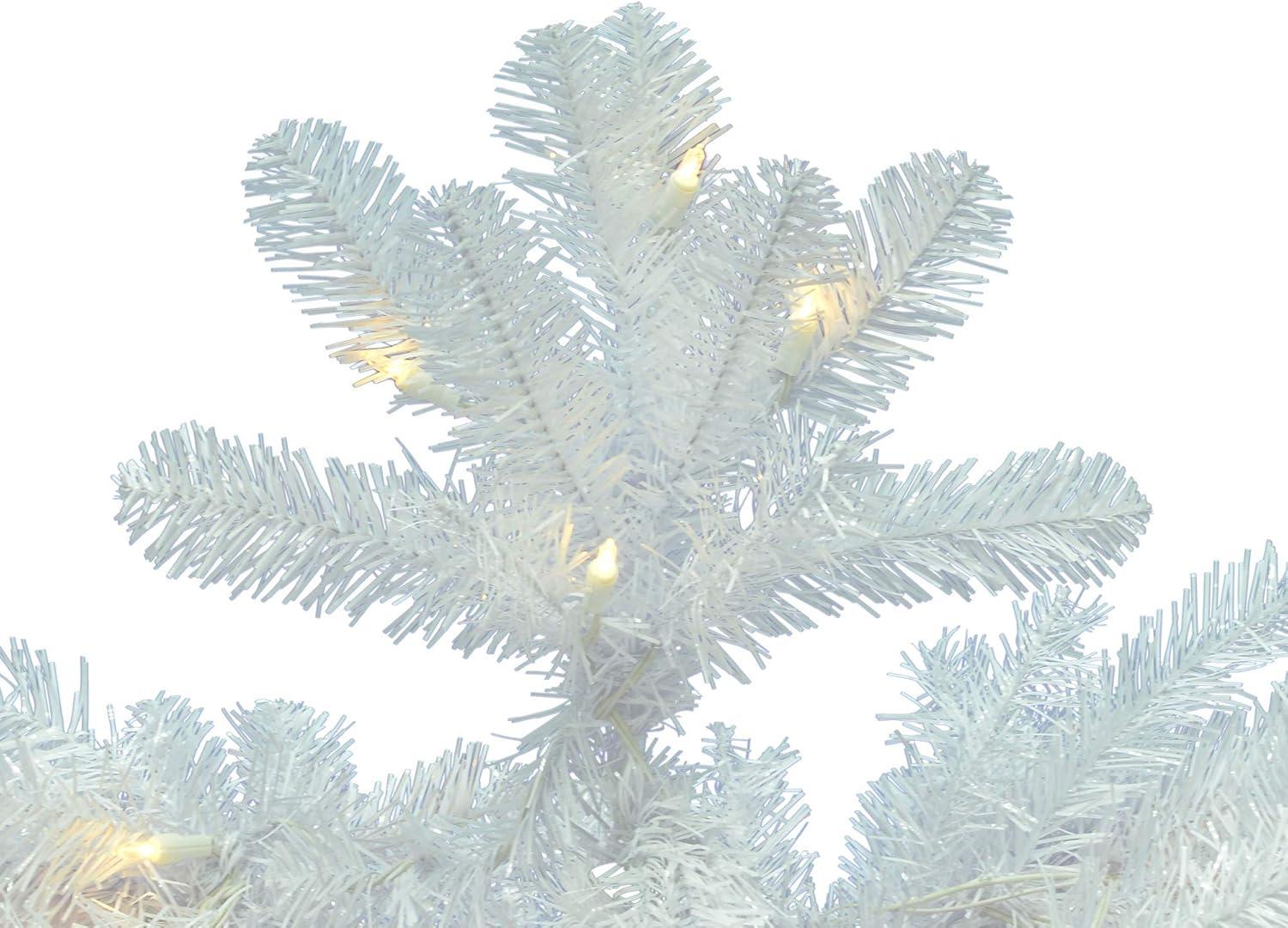 6.5-Foot White Prelit Pine Christmas Tree with LED Lights