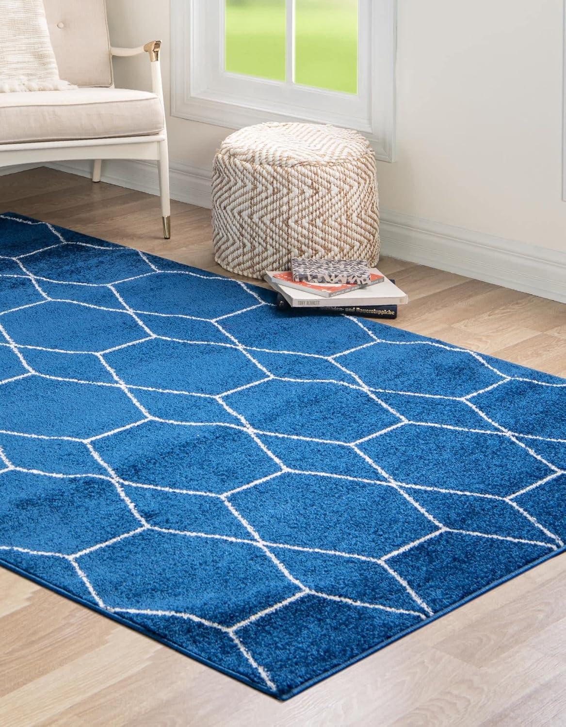 Unique Loom 10' 0 x 13' 0 Trellis Frieze Geometric Navy Blue Area Rug