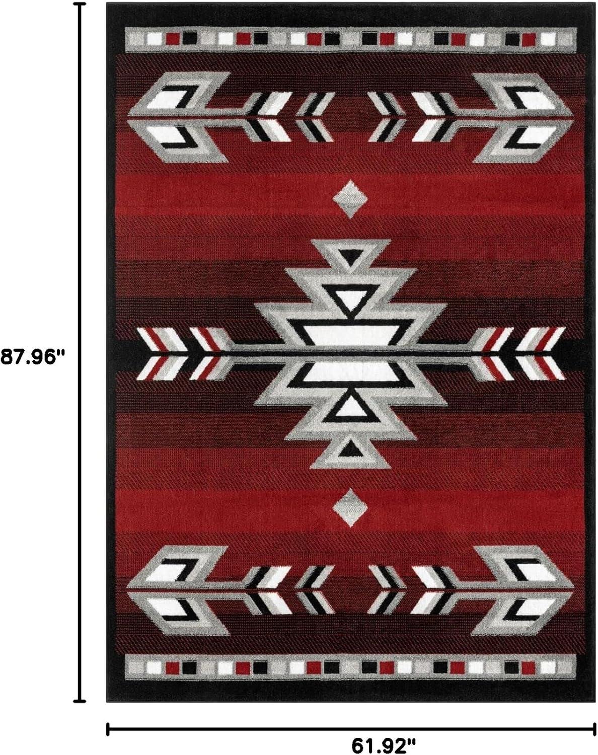 Home Dynamix Premium Sagrada Southwestern Geometric Area Rug, Red/Grey, 5'2"x7'4"