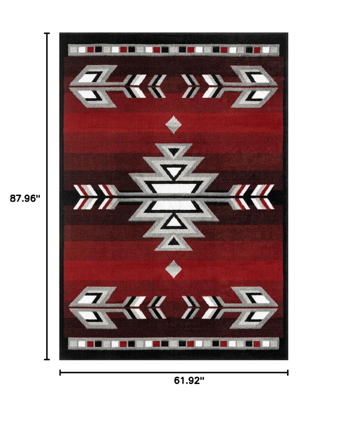 Home Dynamix Premium Sagrada Southwestern Geometric Area Rug, Red/Grey, 5'2"x7'4"