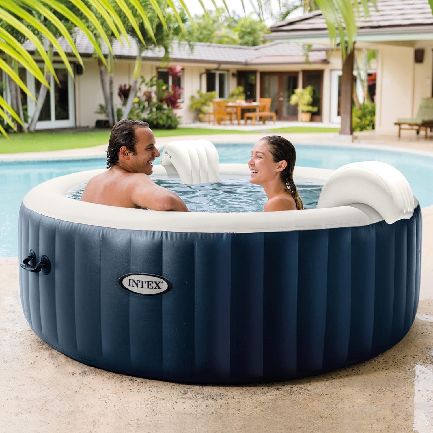 Intex PureSpa Plus 4 or 6 Person Portable Inflatable Round Hot Tub Spa with Soothing Bubble Jets and Built In Heater Pump