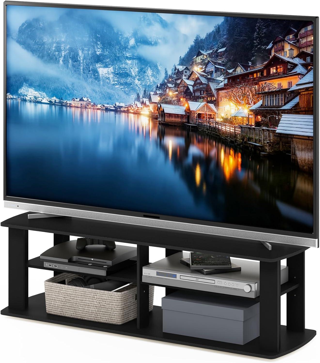 Furinno Mid-century 3-Tier Entertainment Center TV Stand for TVs up to 45" Black