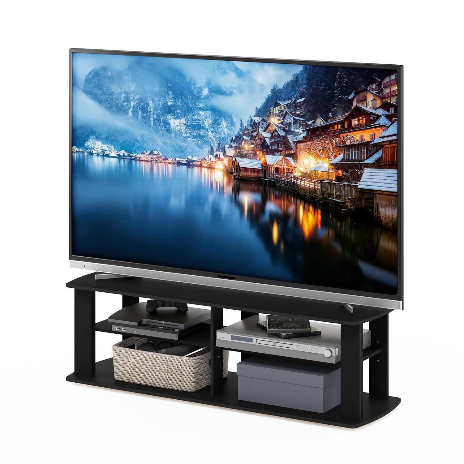 Furinno Mid-century 3-Tier Entertainment Center TV Stand for TVs up to 45" Black