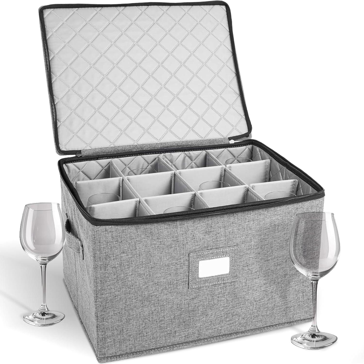 Storagelab China Storage Set, Hard Shell and Stackable, Felt Plate Dividers Included, Gray