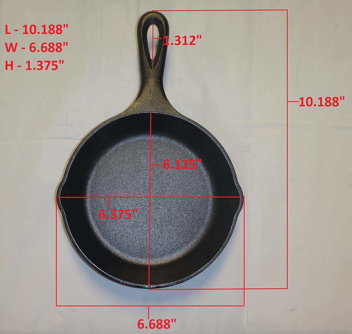 Lodge 6.5" Cast Iron Skillet: Oven & Broiler-Safe, Hand Wash, Gas & Induction Compatible, Black, 1.94 lbs