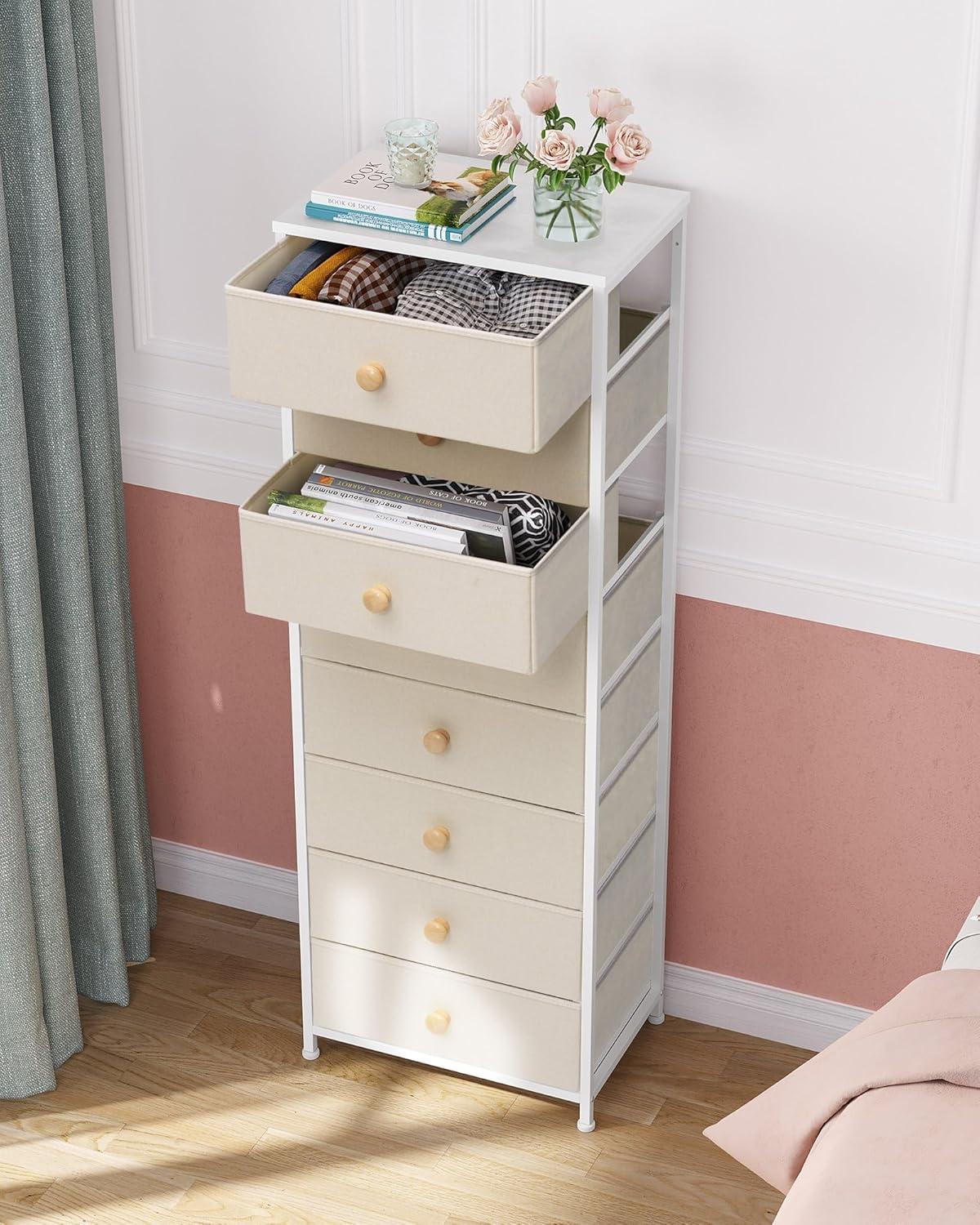 Crestlive Products 7 Drawers dresser for bedroom Chest Furniture Storage Tower Organizer Unit for Bedroom Beige