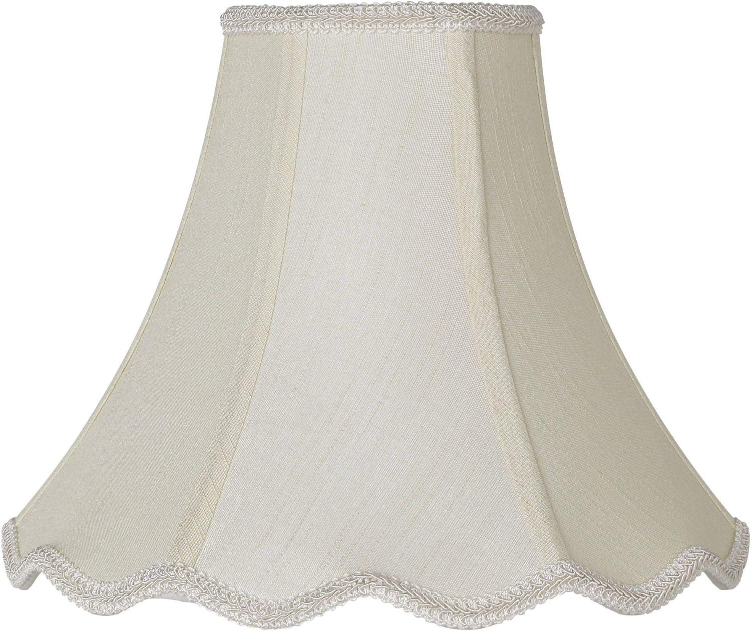 Imperial Shade Creme Small Scallop Bell Lamp Shade 5" Top x 12" Bottom x 10" Slant x 9.5 High (Spider) Replacement with Harp and Finial