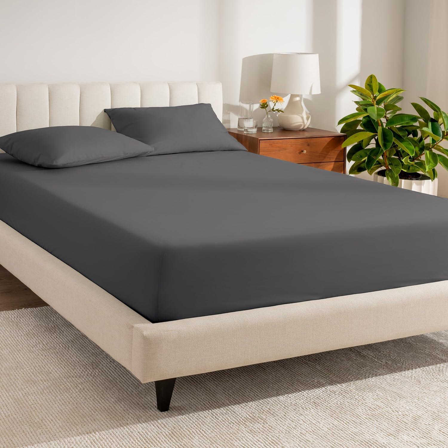 Bare Home 300 Thread Count Organic Cotton Percale Fitted Sheet