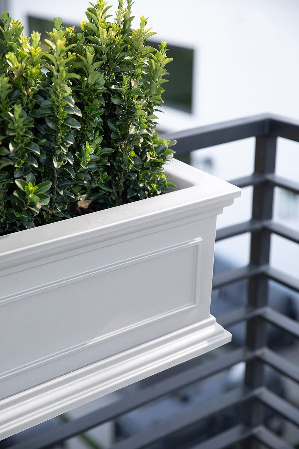Veradek Brixton Railing Window Box 36" Plastic Planter - White