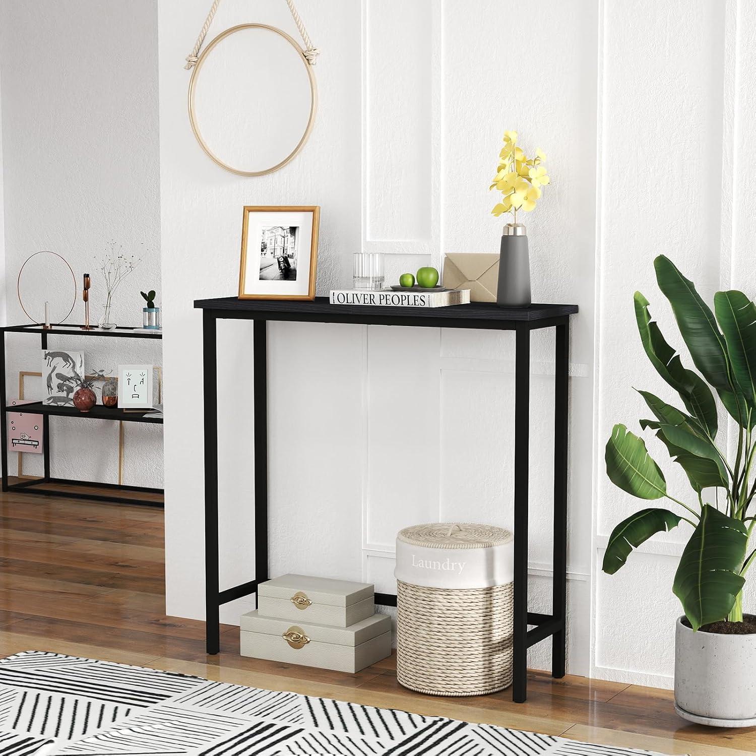 HOOBRO Narrow Console Table 29.5" Entryway Small Sofa Side Display Hallway Bedroom Foyer Black BK75XG01