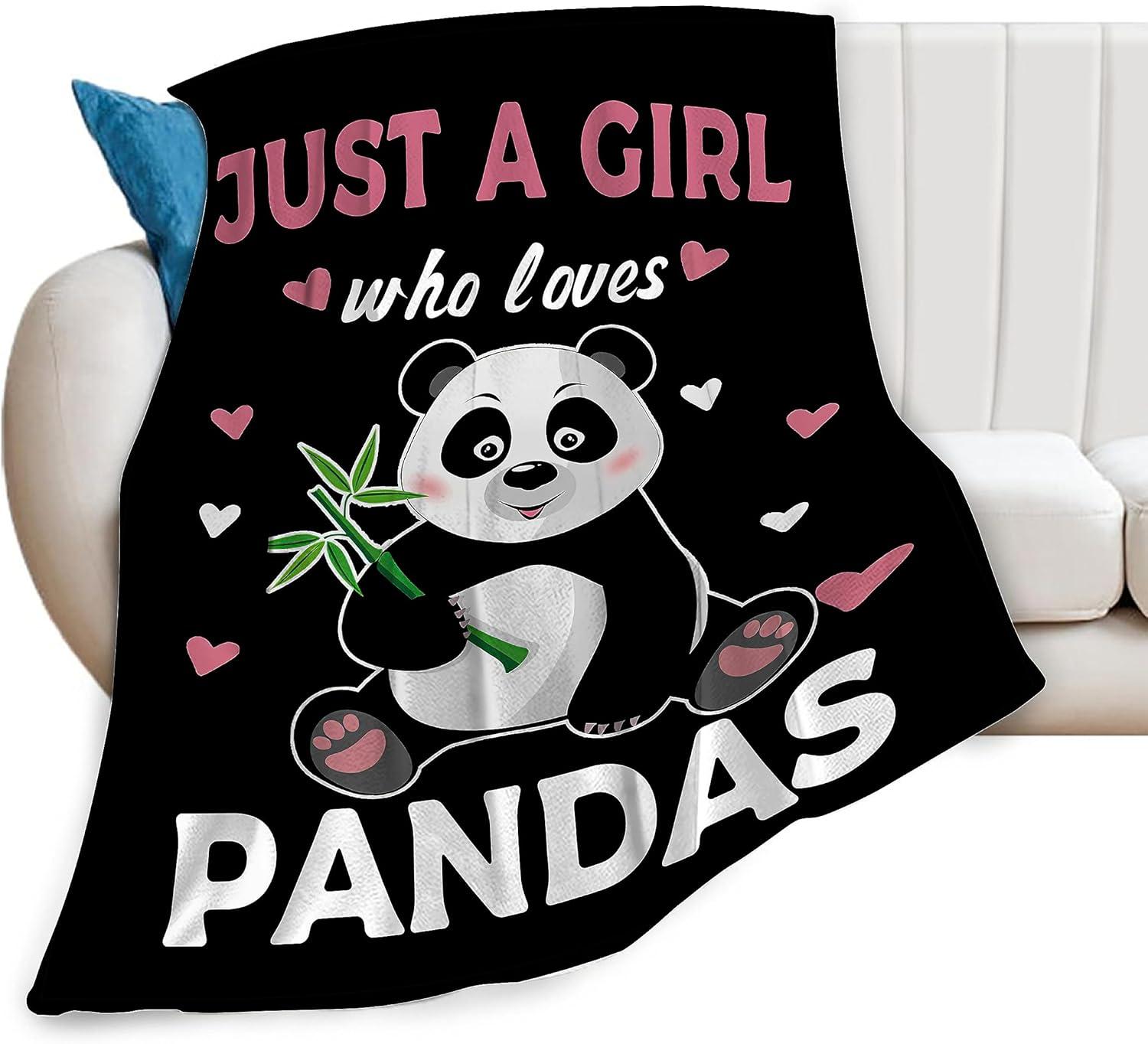 Panda Blanket Cute Panda Plush Throw Blanket Super Soft Cozy Warm Fleece Just A Girl Who Loves Panda Bedding Blanket Gifts for Kids Girls Boys Women 40"X50"