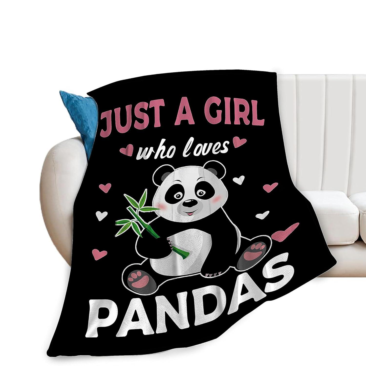 Panda Blanket Cute Panda Plush Throw Blanket Super Soft Cozy Warm Fleece Just A Girl Who Loves Panda Bedding Blanket Gifts for Kids Girls Boys Women 40"X50"