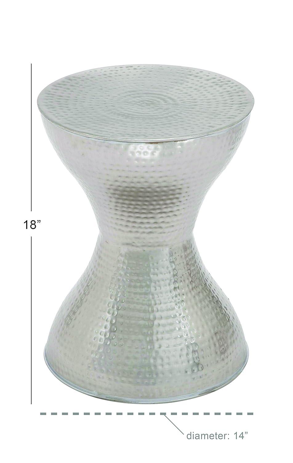 Modern Hourglass Hammered Metal Accent Table Silver - Olivia & May: Industrial Style, Iron Frame, No Assembly Required
