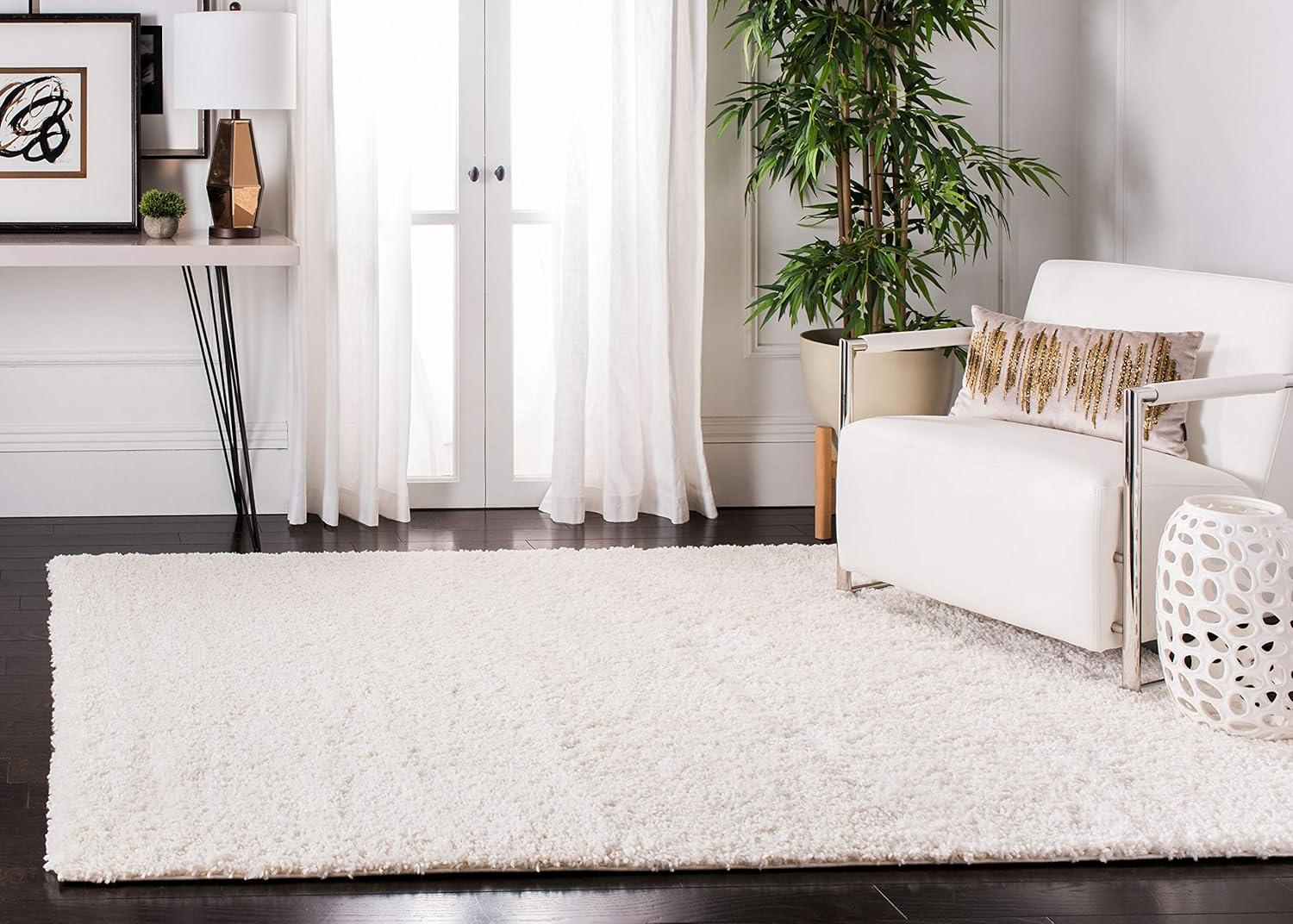 Fontana Shag FNT800 Power Loomed Area Rug - Ivory - 5'3"x5'3" - Safavieh.
