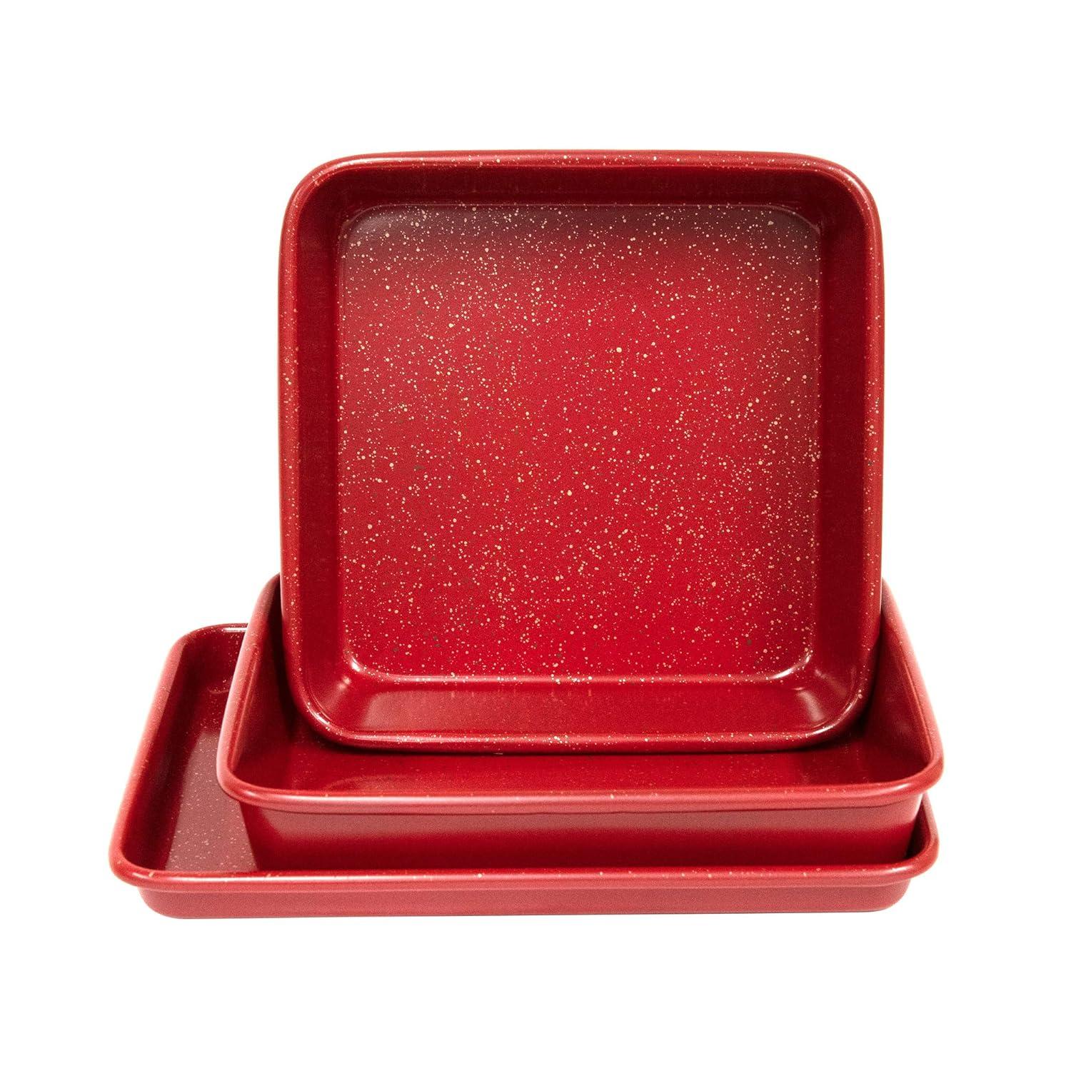 casaWare  Ultimate 3pc Toaster Oven Set Red Granite