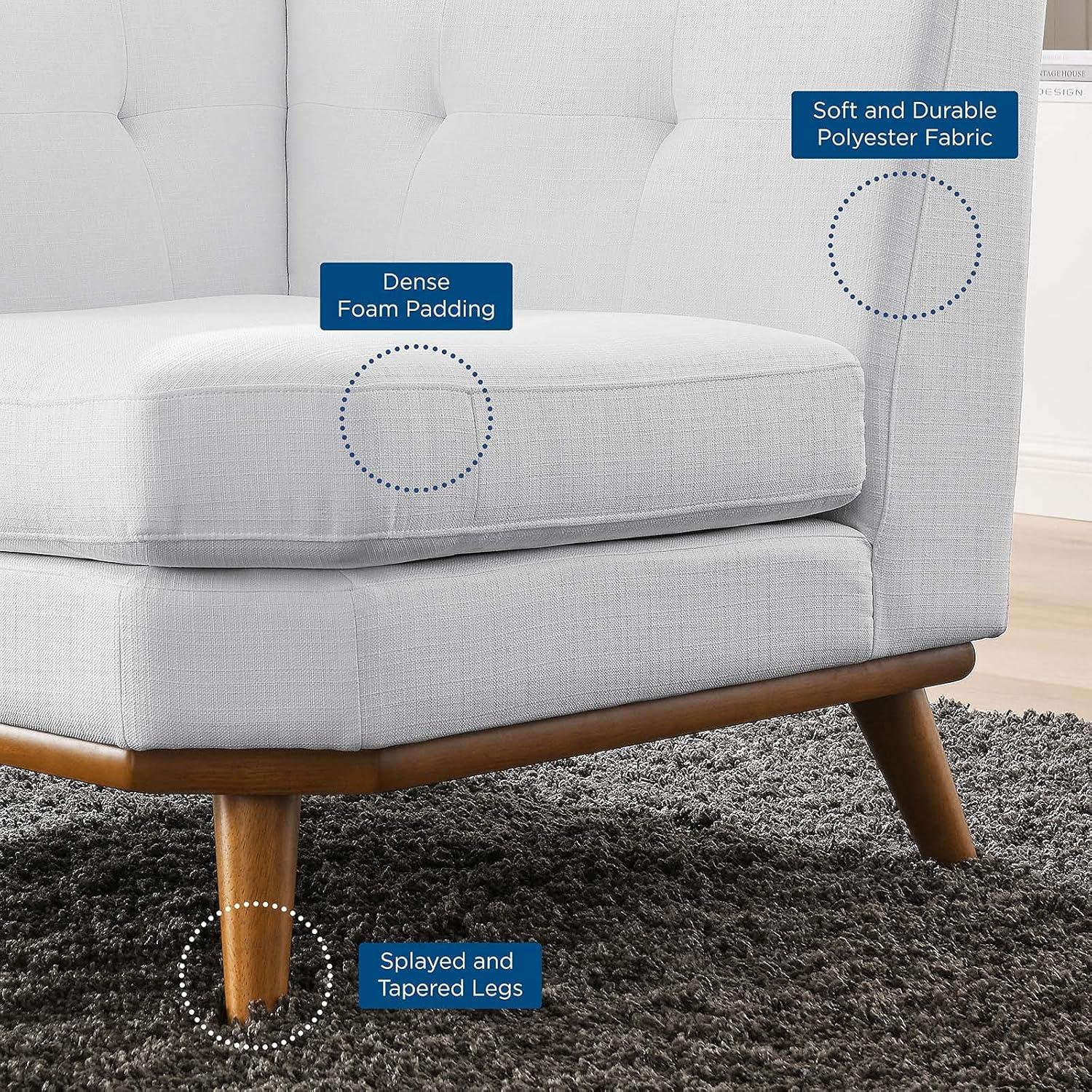 Modway Engage Upholstered Fabric and Wood Corner Chair in White