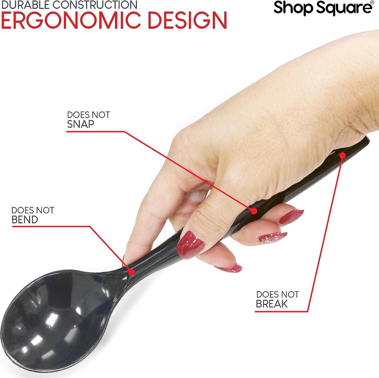 Disposable Serving Utensils - Set of 18 Party Utensils, 6 Each 6" Tongs, 10” Spoons, 10” Forks, Black