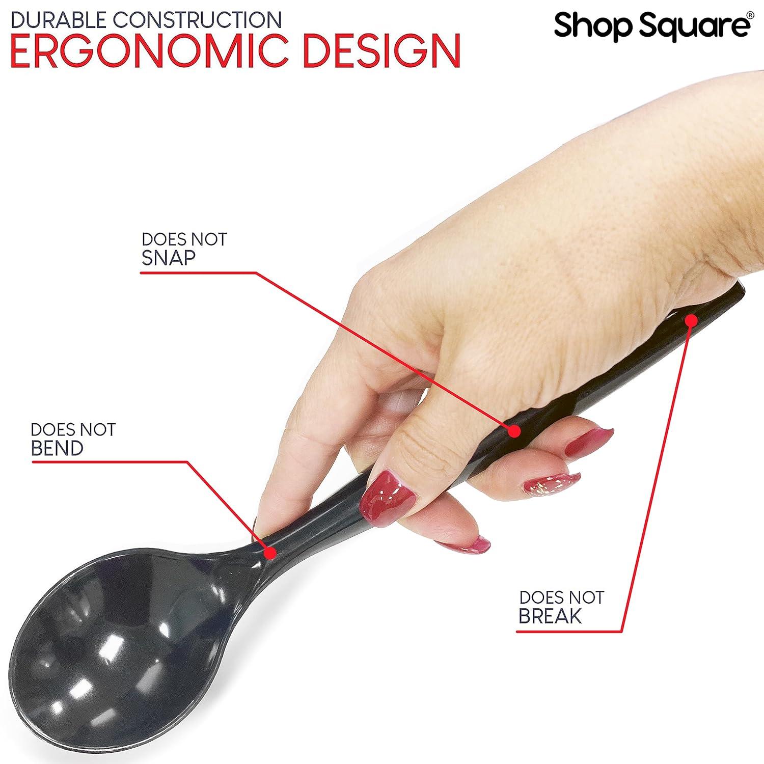 Disposable Serving Utensils - Set of 18 Party Utensils, 6 Each 6" Tongs, 10” Spoons, 10” Forks, Black