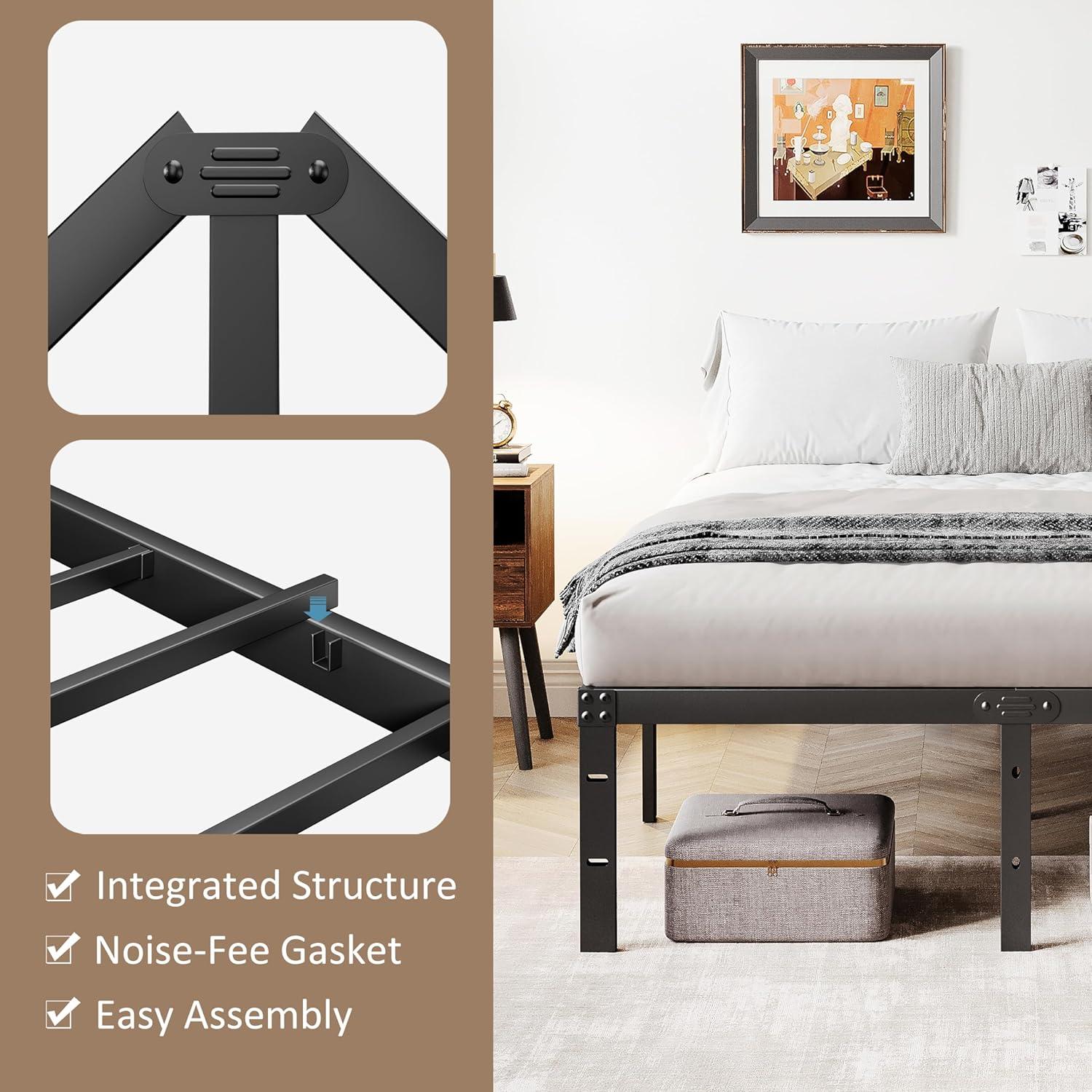 10 Inch Twin Bed Frames No Box Spring Needed, Heavy Duty Metal Twin Platform Bed Frame, Non-Slip Noise Free Easy Assembly, Black Bed Frame