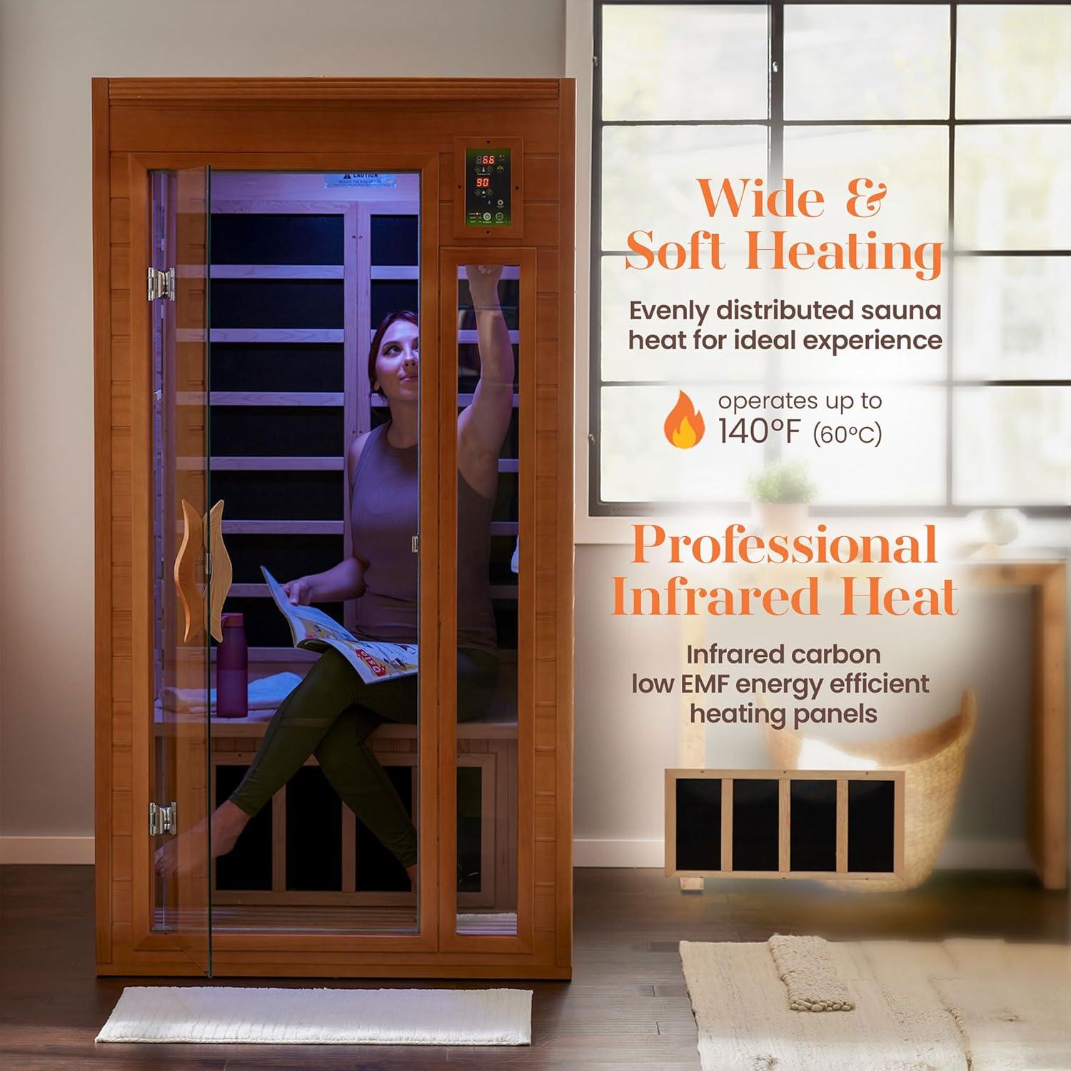 DYNAMIC SAUNAS Barcelona 1 to 2 Person Low EMF FAR Infrared Home Sauna