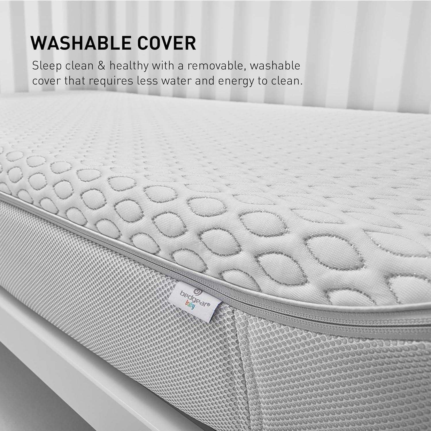 White and Gray Water Resistant Twin Size Crib Mattress