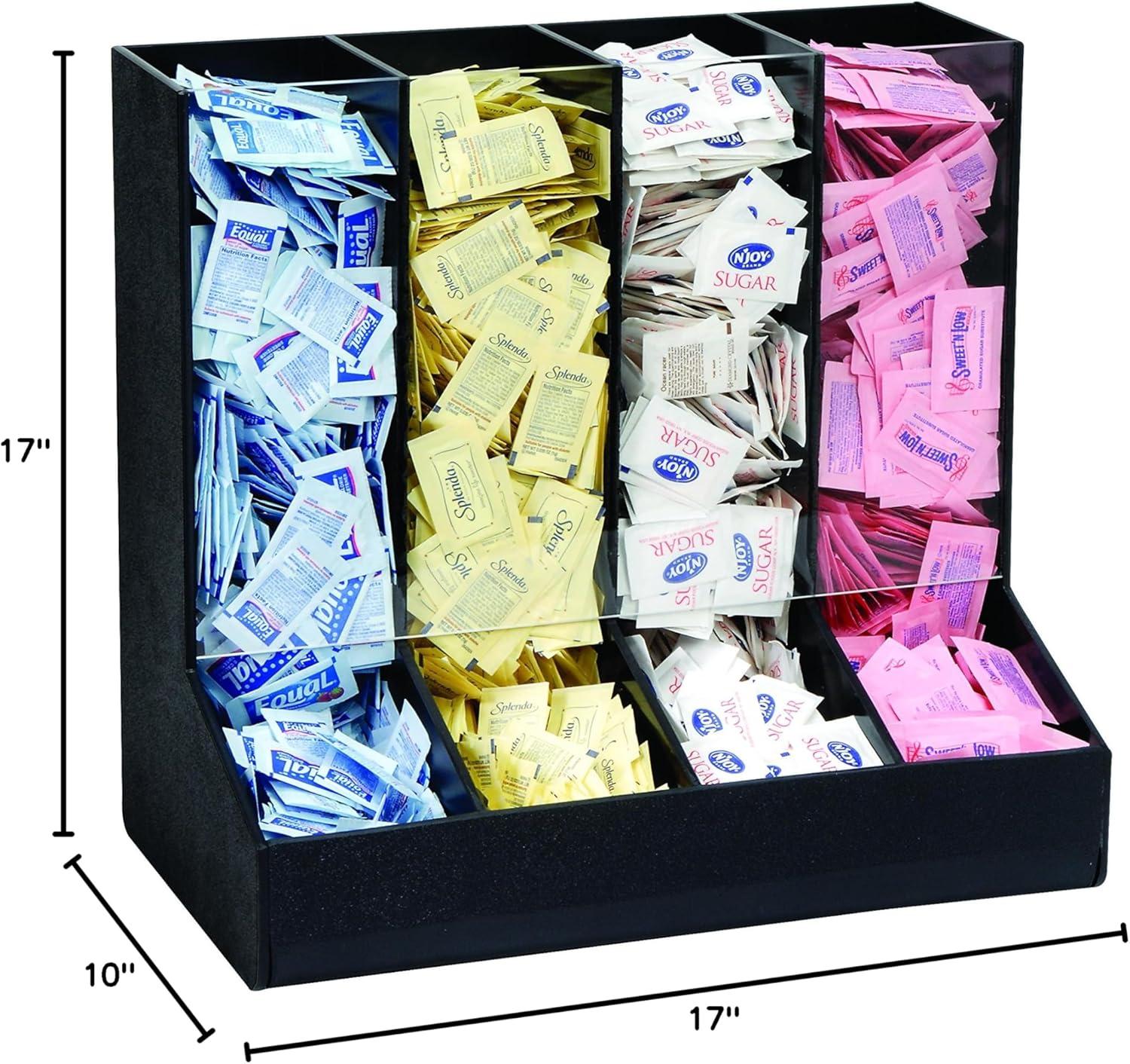 Black Polystyrene 4-Section Condiment Packet Organizer