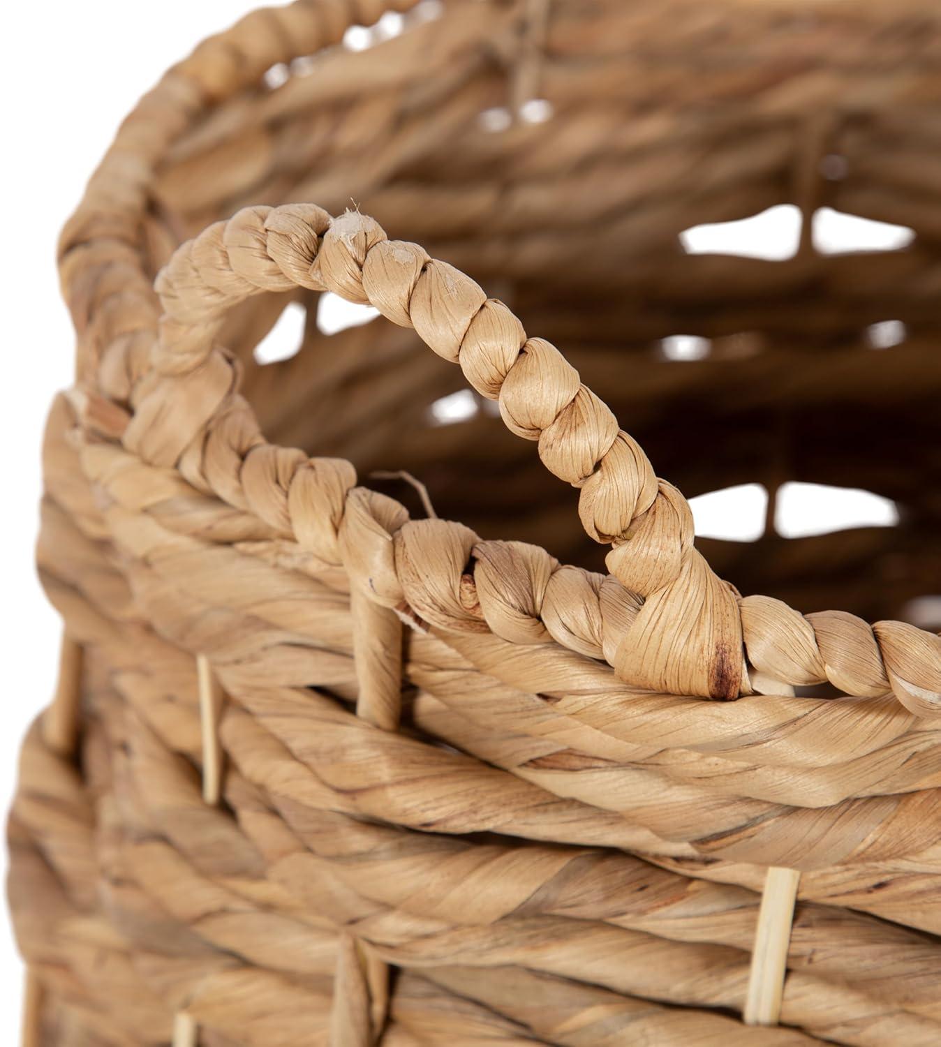 Kate and Laurel Livia Modern Woven Storage Basket, 13 x 13, Natural Water Hyacinth, Boho Wicker Basket for Use as Nursery Storage, Mini Laundry Basket, or Living Room Blanket Basket