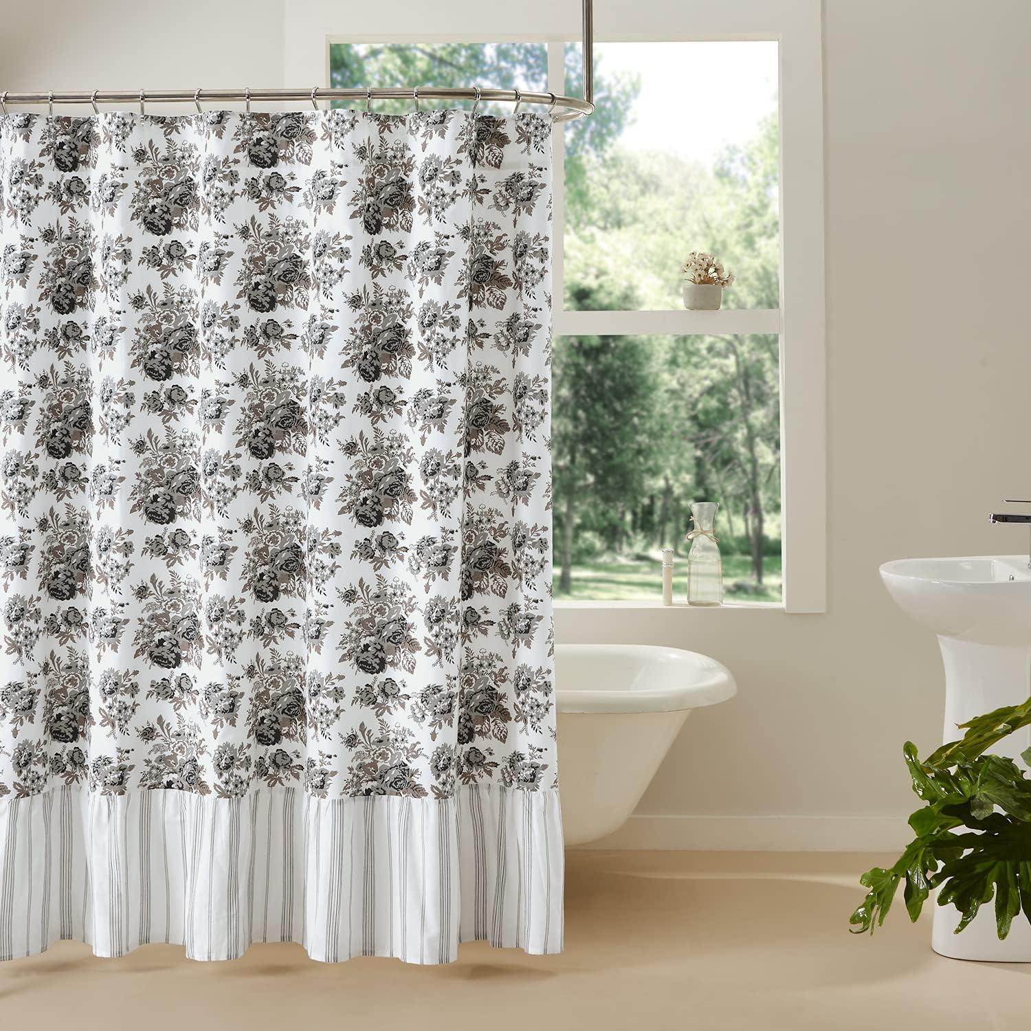 VHC Brands Annie Floral Cotton Floral Shower Curtain