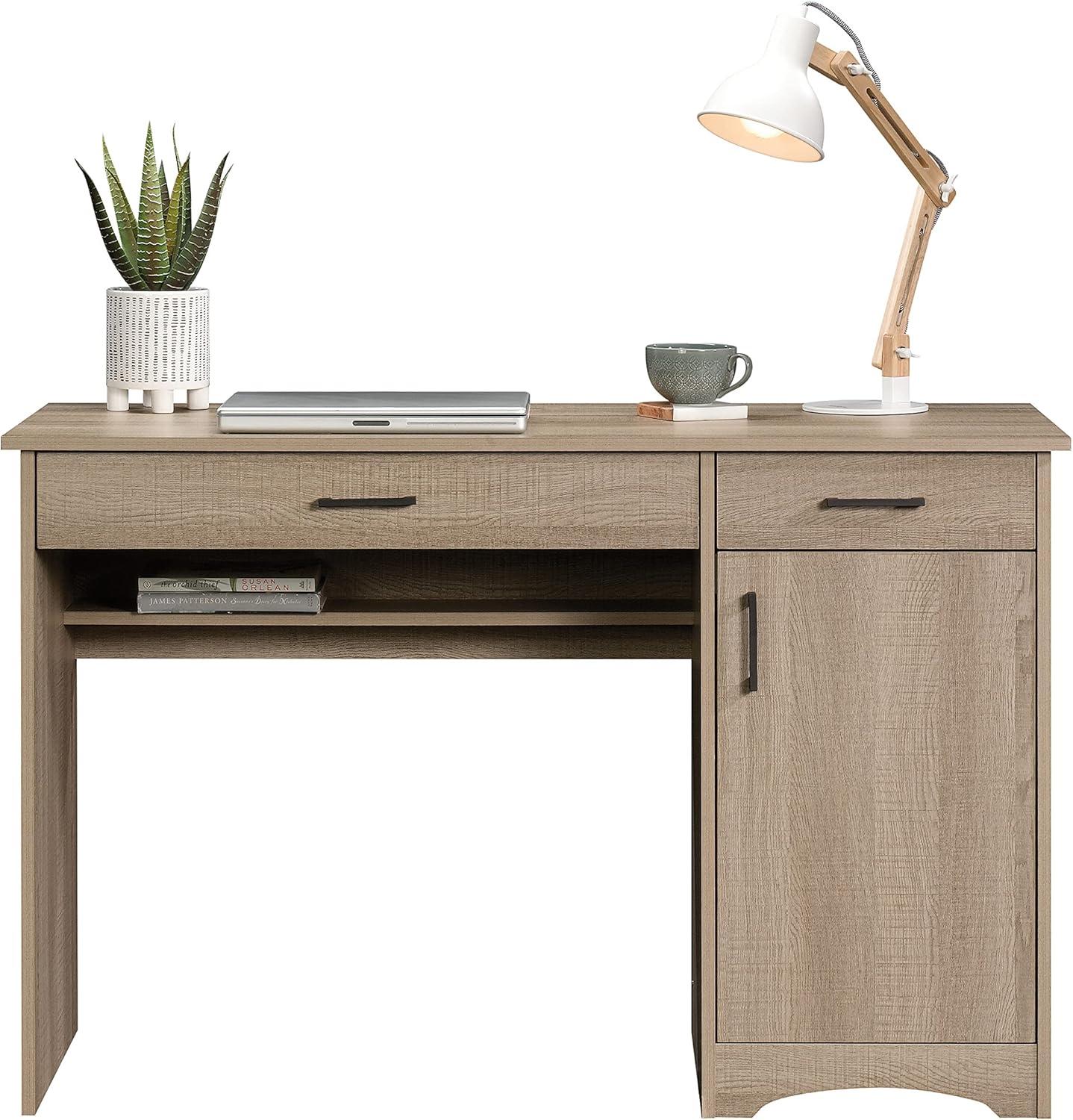 Summer Oak Wood Computer Desk with Drawer and Keyboard Tray