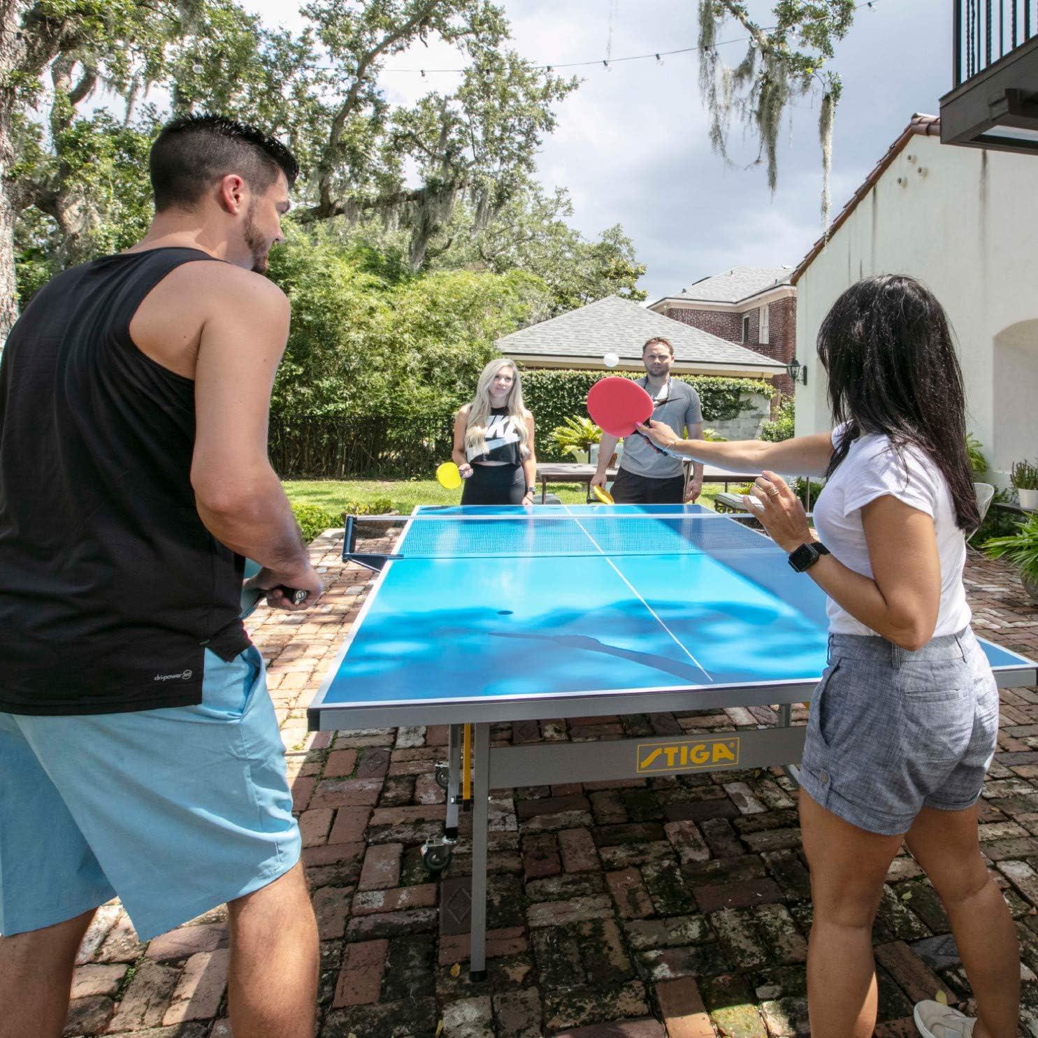 STIGA Blue Aluminum Outdoor Folding Table Tennis Table with Net