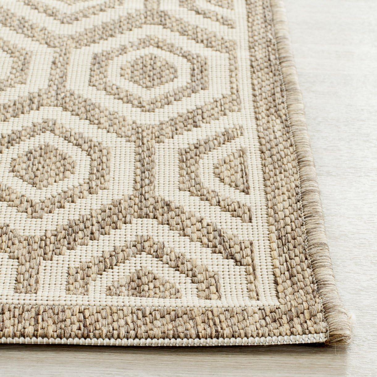Courtyard CY6902 Power Loomed Indoor and Outdoor Area Rug - Brown/Bone - 4'x5'7" - Safavieh
