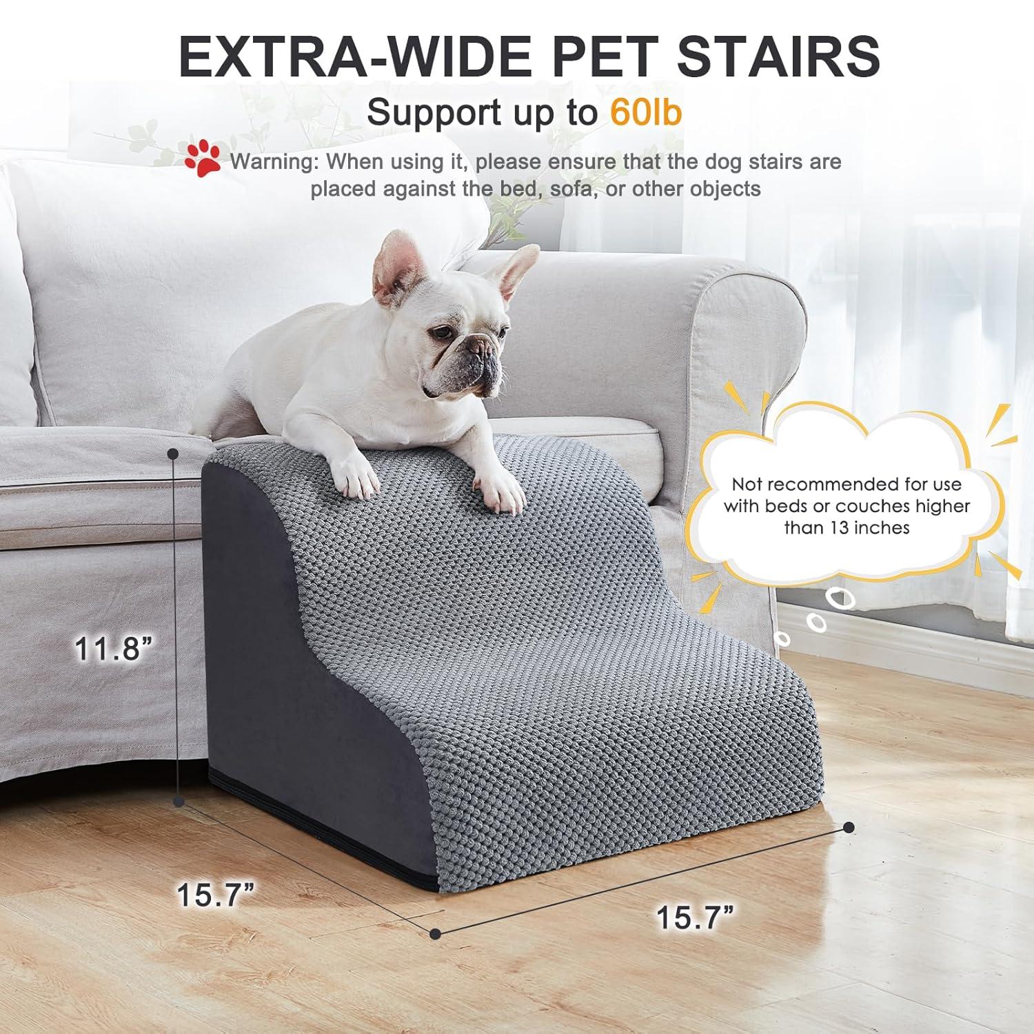 Tucker Murphy Pet™ Dog Stairs Ramps To High Beds And Couch Up To 24'', Dog Step For Small Large Dog With High-Density Foam, 4-Step Pet Stairs With Non-Slip Bottom For Puppy And Cat, Gifts Lint Roller For Dogs
