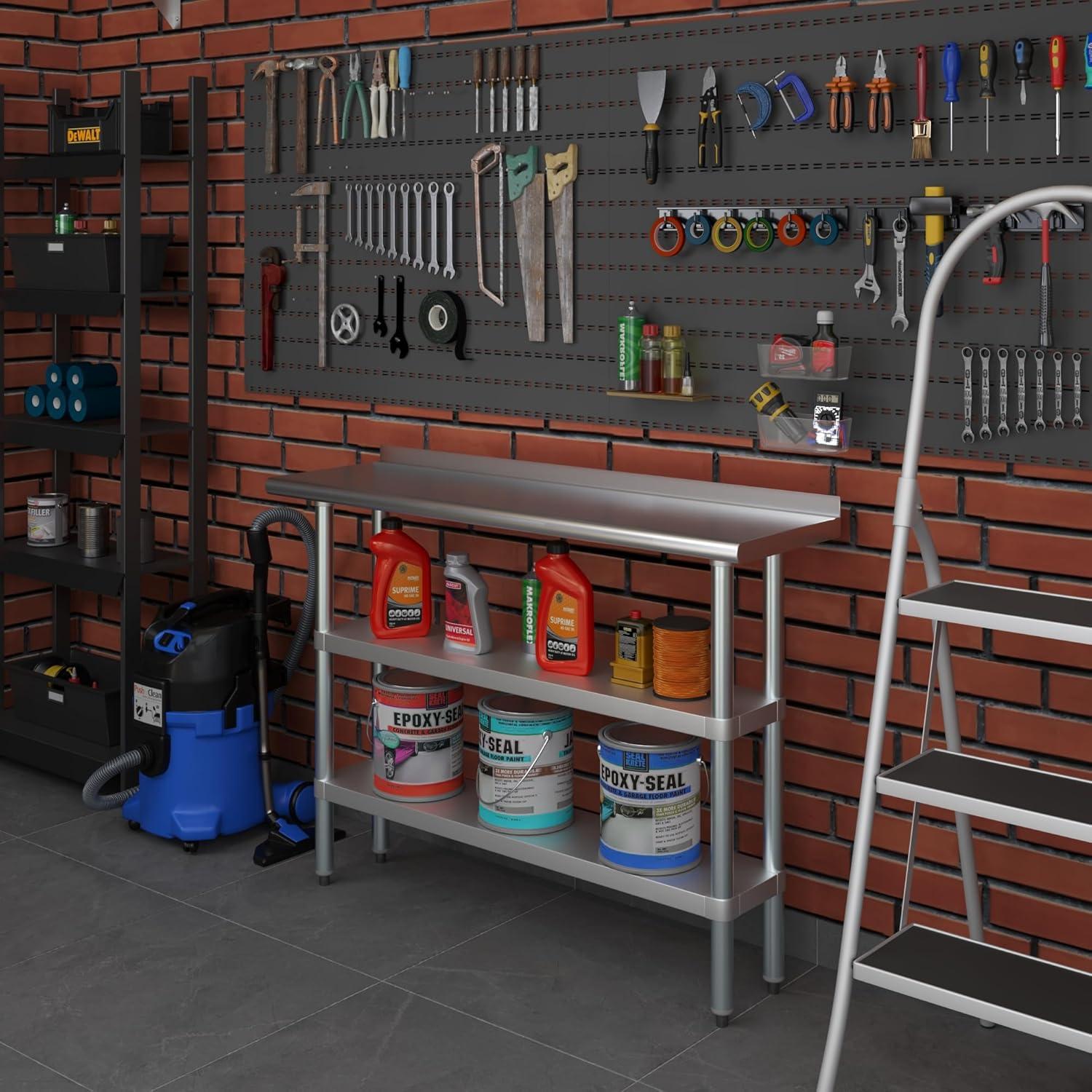 Stainless Steel Work Table with 2 Shelves