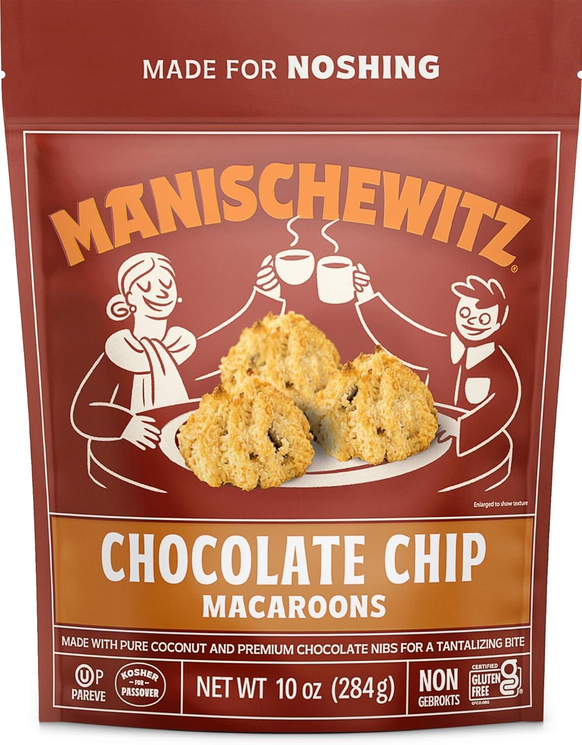 Manischewitz Chocolate Chip Macaroons, 10oz Resealable Bag, Gluten Free, Kosher For Passover