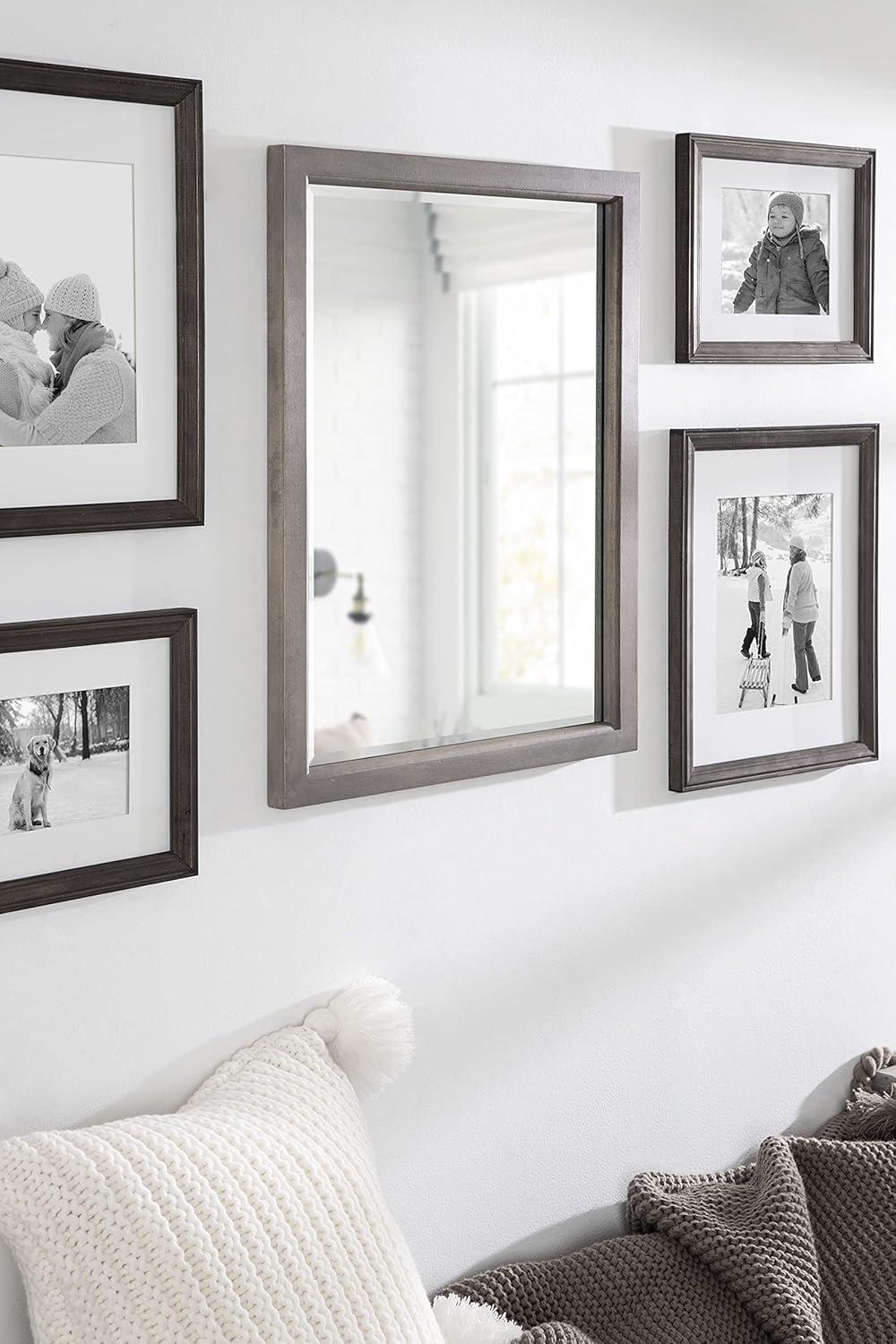18" x 24" Hogan Wood Framed Decorative Wall Mirror Walnut Brown - Kate & Laurel: Rustic Rectangular, No Assembly Required