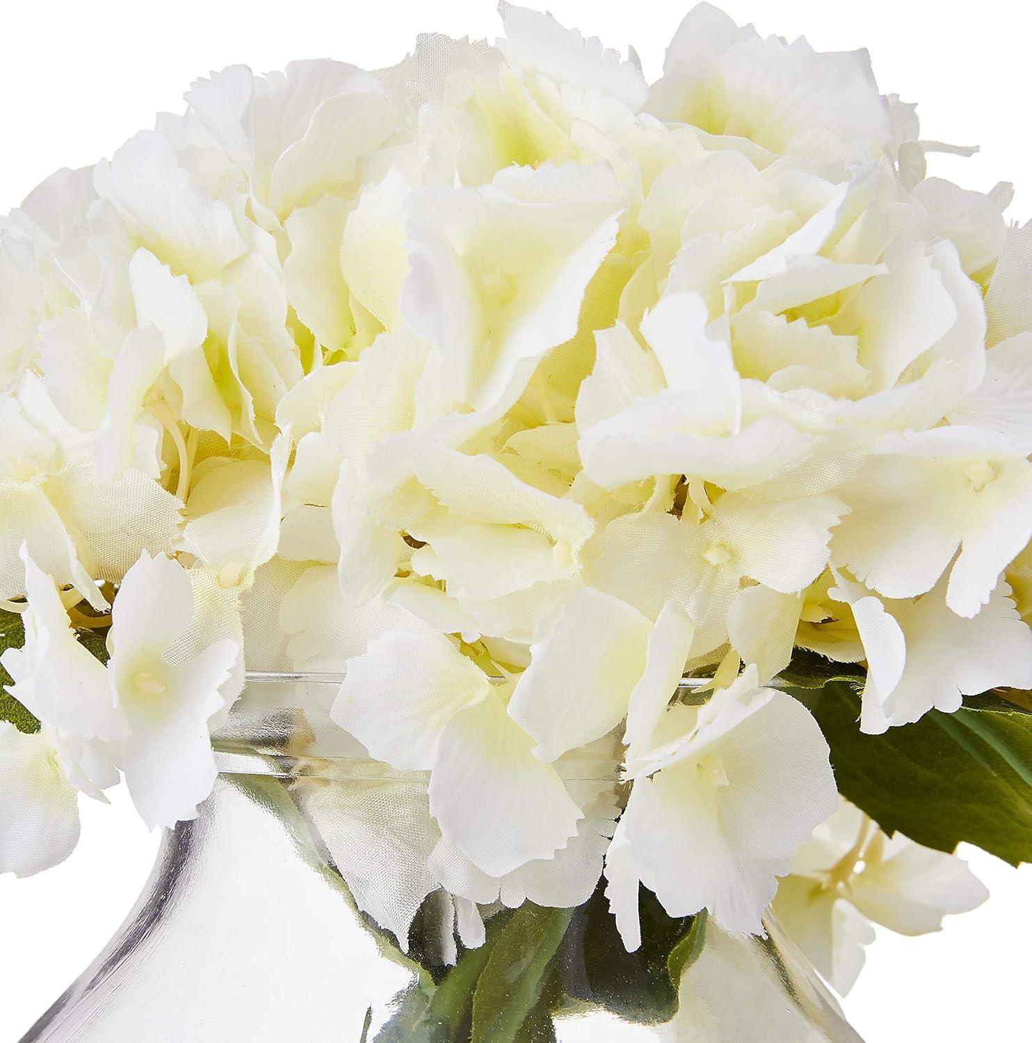 Blooming Hydrangea with Vase, Cream - Nearly Natural: Elegant Faux Hydrangea Arrangement, Indoor Spring Decor