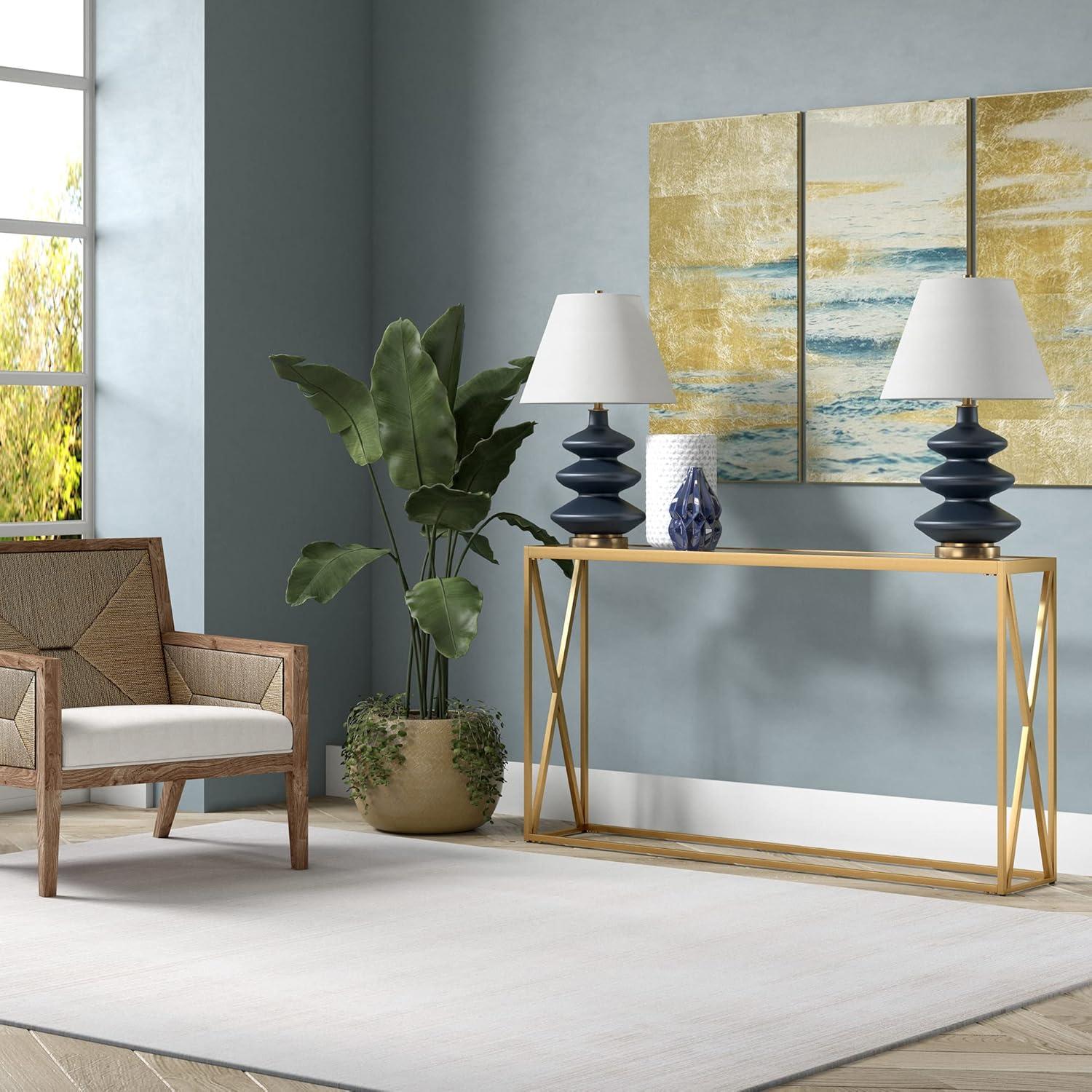 Evelyn&Zoe Arlo 55" Wide Rectangular Console Table, Brass