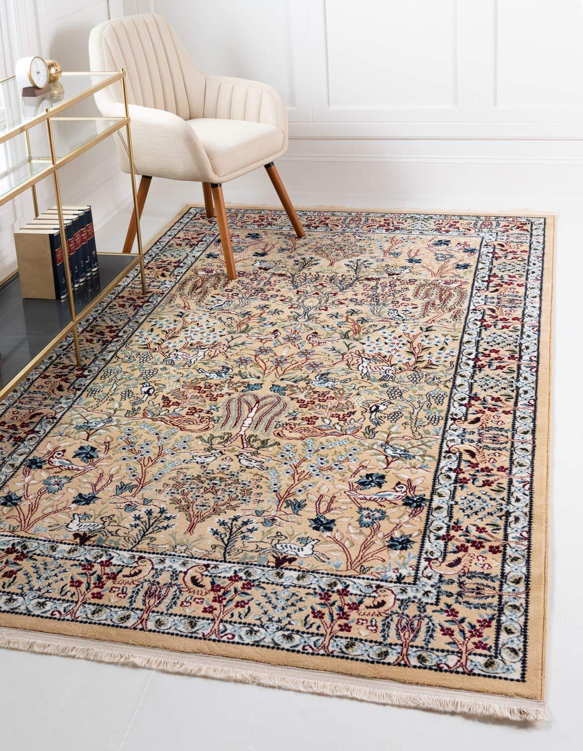 Unique Loom Narenj Collection Area Rug - Bristol (5' 1" x 8' Rectangle Beige/Blue)
