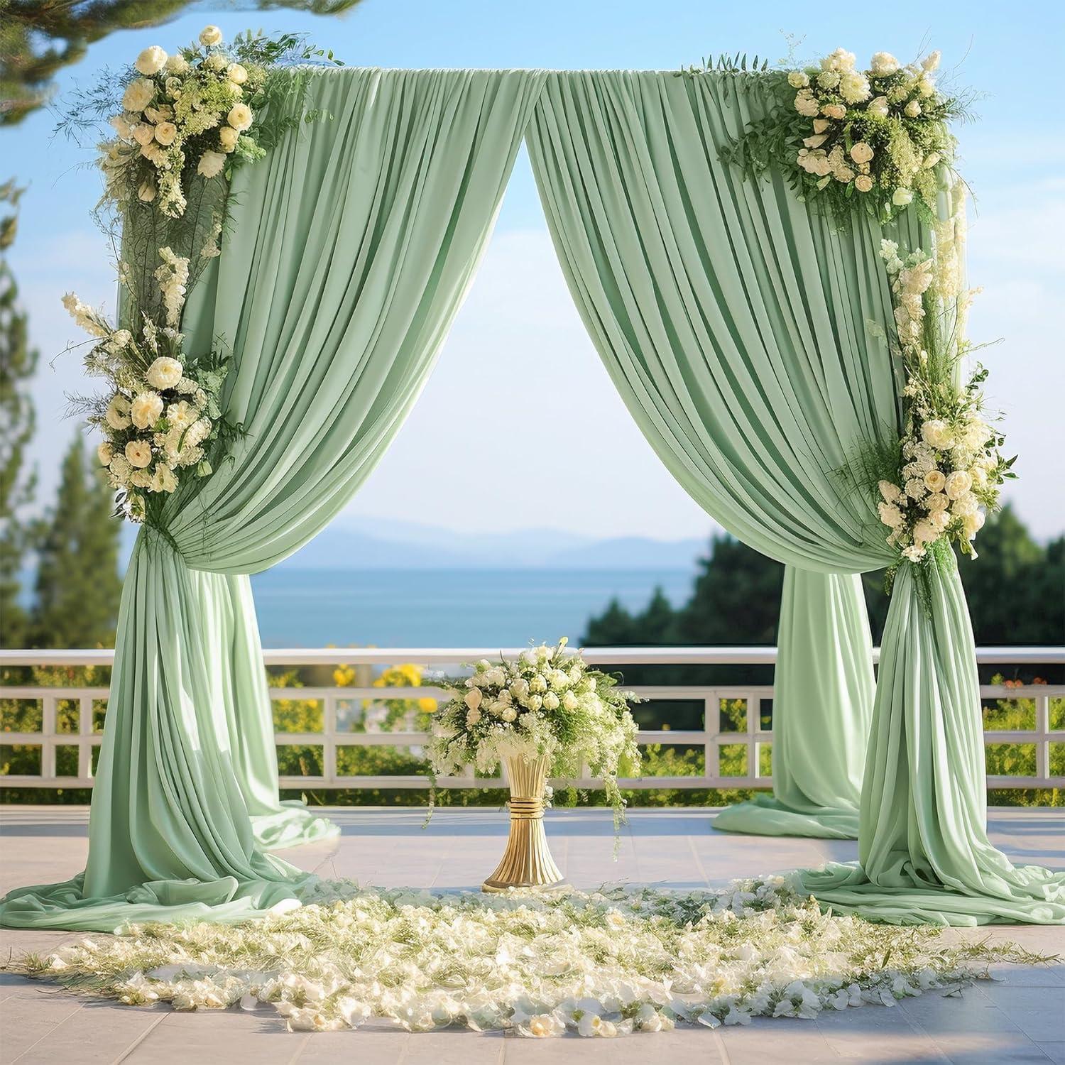 10x8ft Wrinkle Free Sage Green Backdrop Curtains for Parties, Polyester Photo Backdrop Drapes for Wedding Birthday Party Photography Background Curtains Decoration