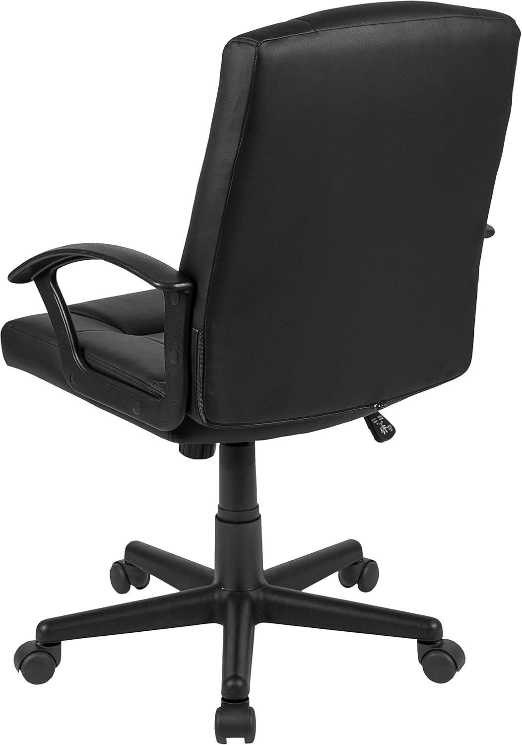 Ergonomic High-Back Black Leather and Plastic Swivel Task Chair