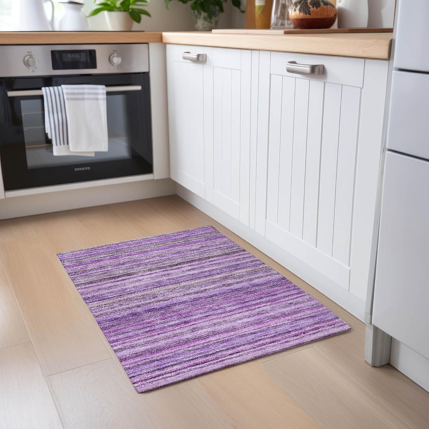 Addison Rugs Chantille ACN598 Purple 1'8" x 2'6" Indoor Outdoor Scatter Rug, Easy Clean, Machine Washable, Non Shedding, Entryway, Bedroom, Living Room, Dining Room, Kitchen, Patio Rug