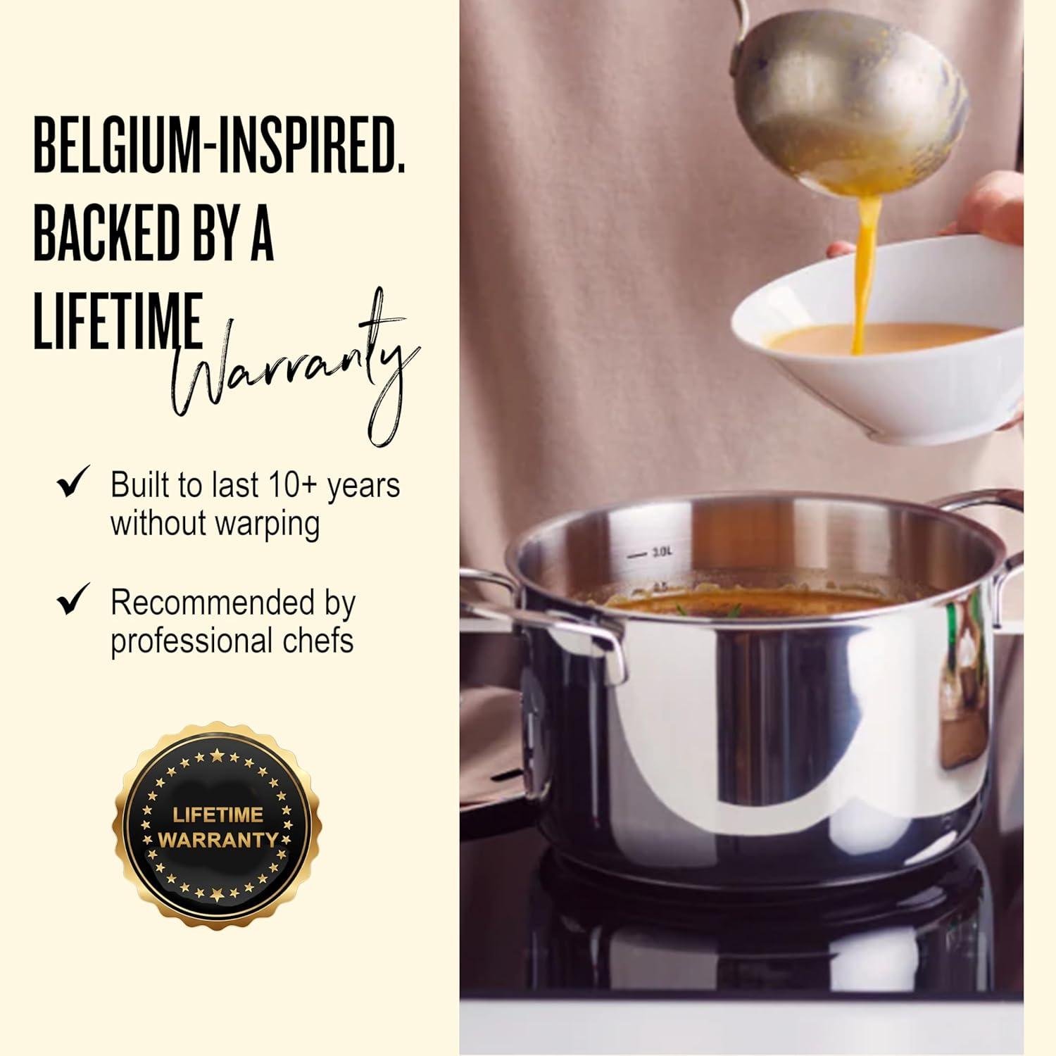 Alva Maestro Stainless Steel Casserole Dish Pot with Lid Non Toxic Soup & Stock Pot PFAS, PFOA & PFTE Free, Kitchen Pot, Pasta Pot, Canning Pot, Induction Safe, Add to Your Pots and Pans Set