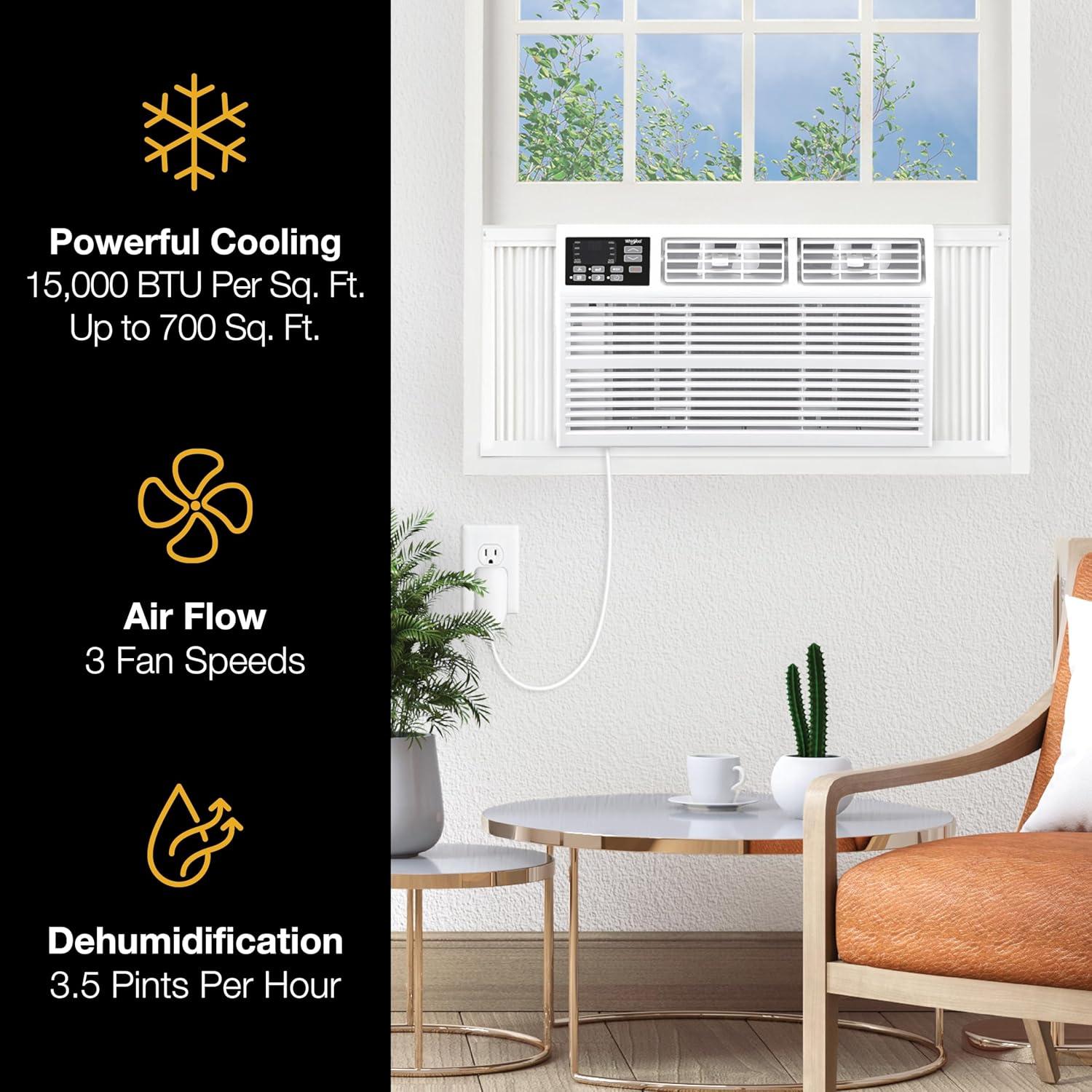 Whirlpool 15,000 BTU 115V Window-Mounted Air Conditioner with Remote Control