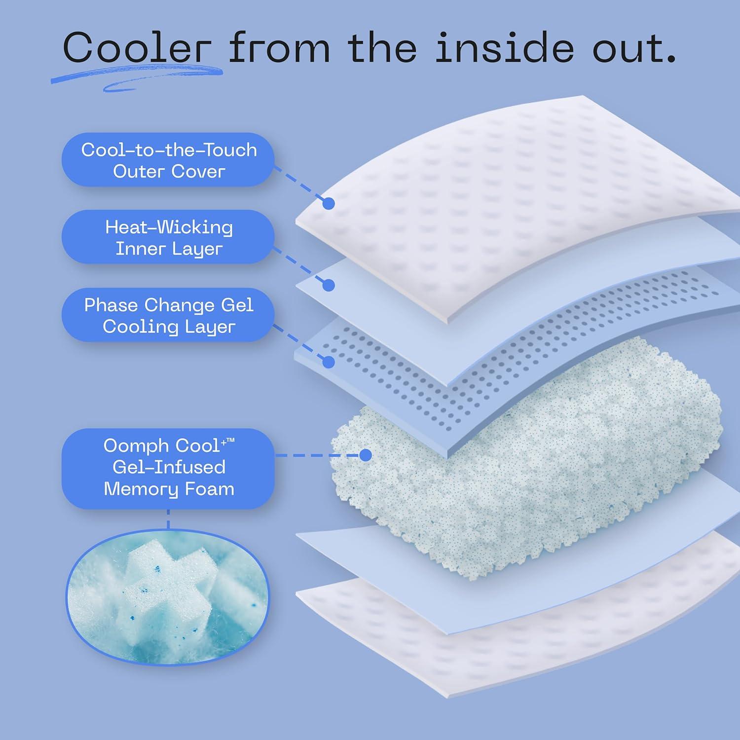 Coop Home Goods The Eden Cool+ Adjustable Pillow, Queen Size Plus Memory Foam Pillows with Cooling Gel, Back, Stomach or Side Sleeper, Neck Support